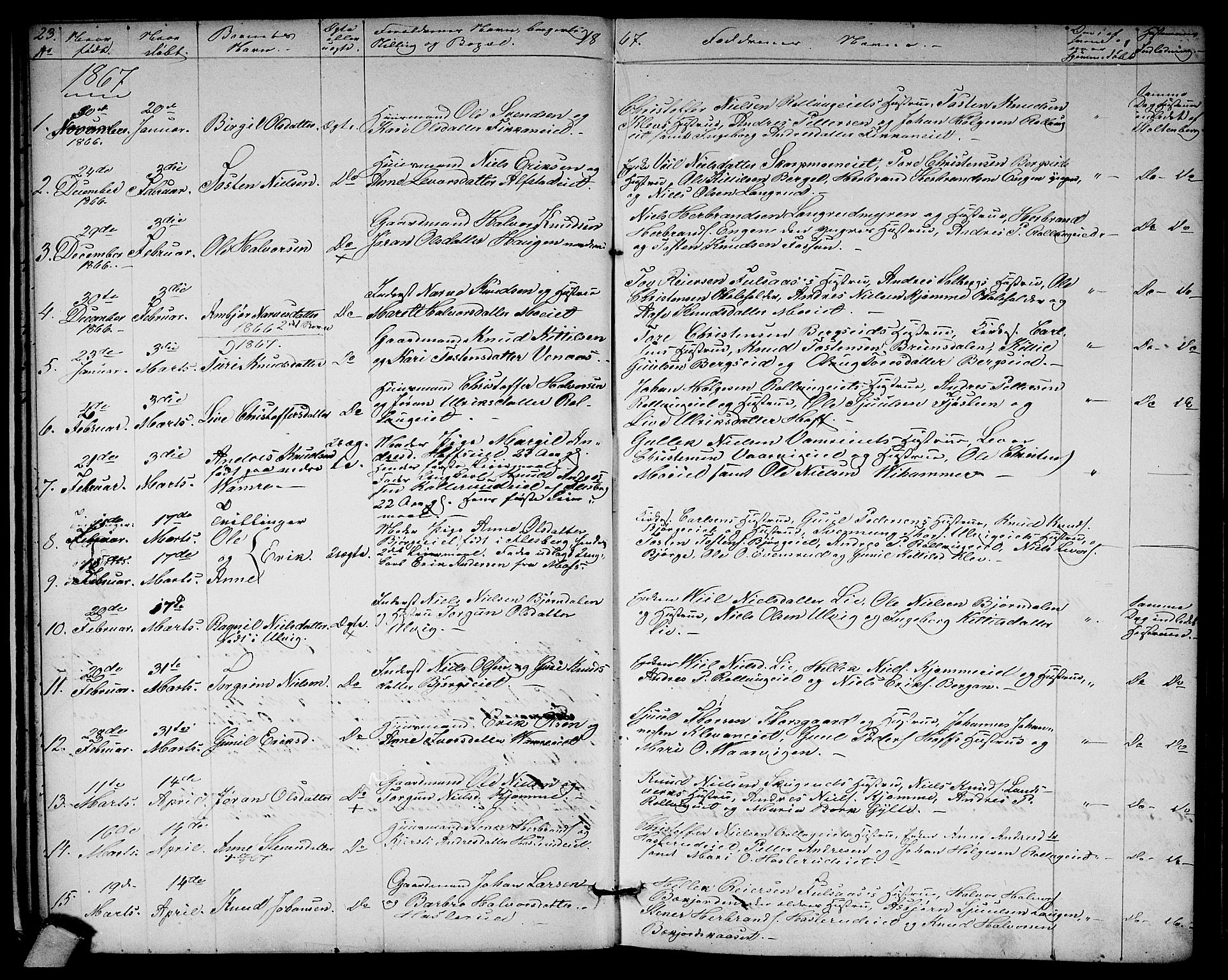 Rollag kirkebøker, SAKO/A-240/G/Ga/L0003: Parish register (copy) no. I 3, 1856-1887, p. 23