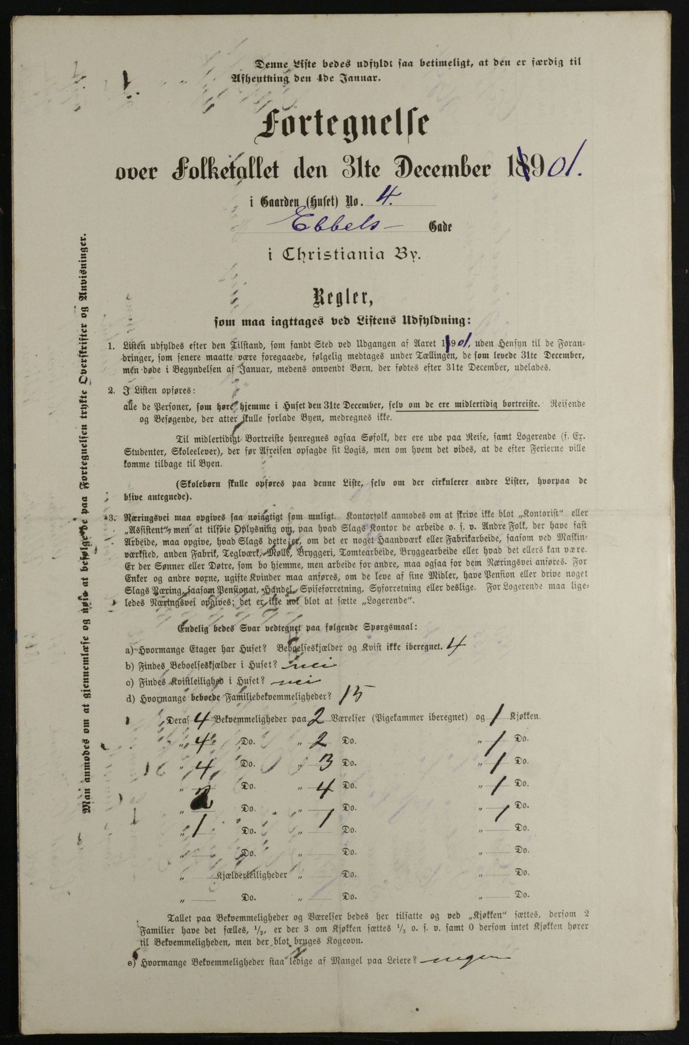 OBA, Municipal Census 1901 for Kristiania, 1901, p. 2938