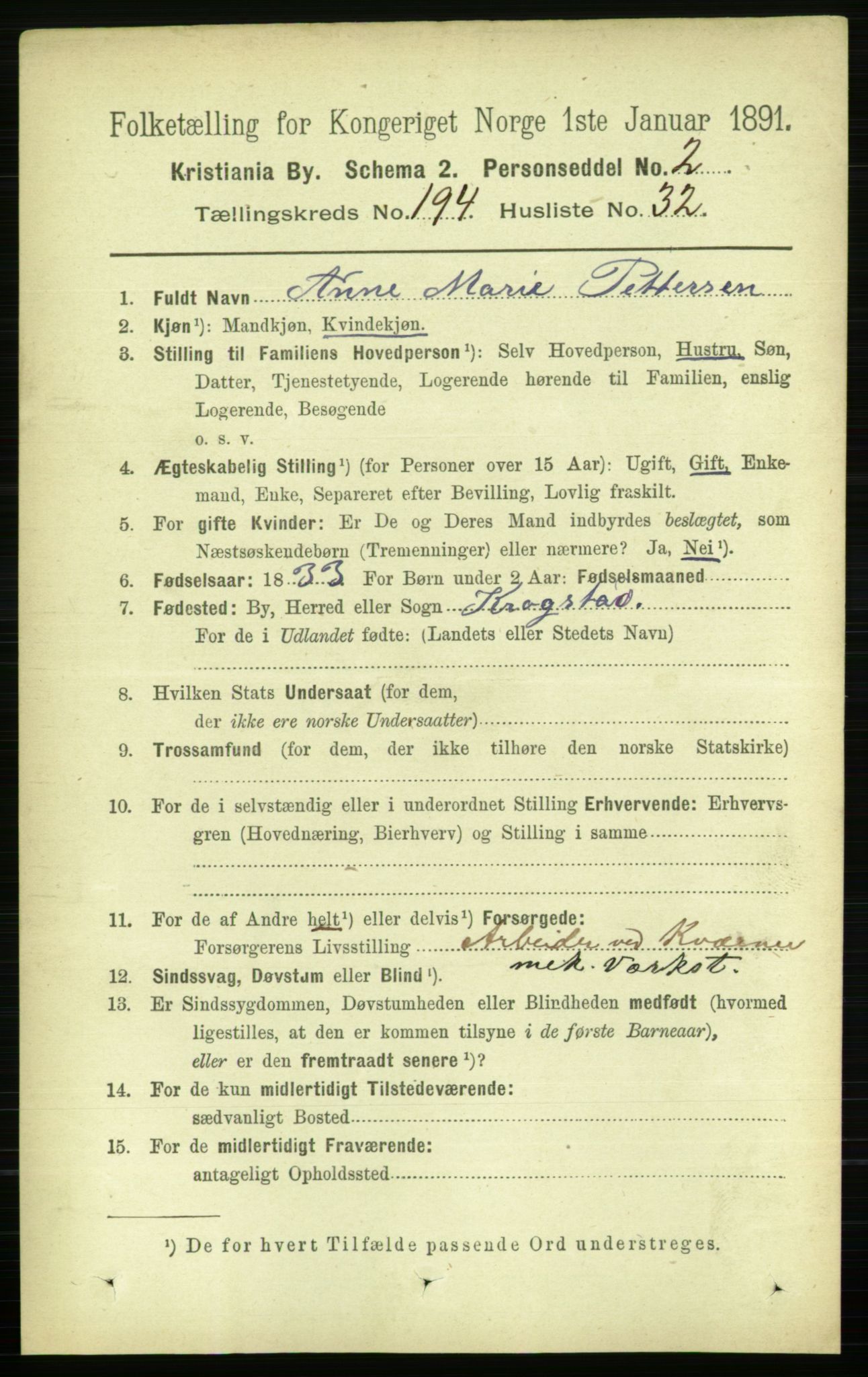 RA, 1891 census for 0301 Kristiania, 1891, p. 117358