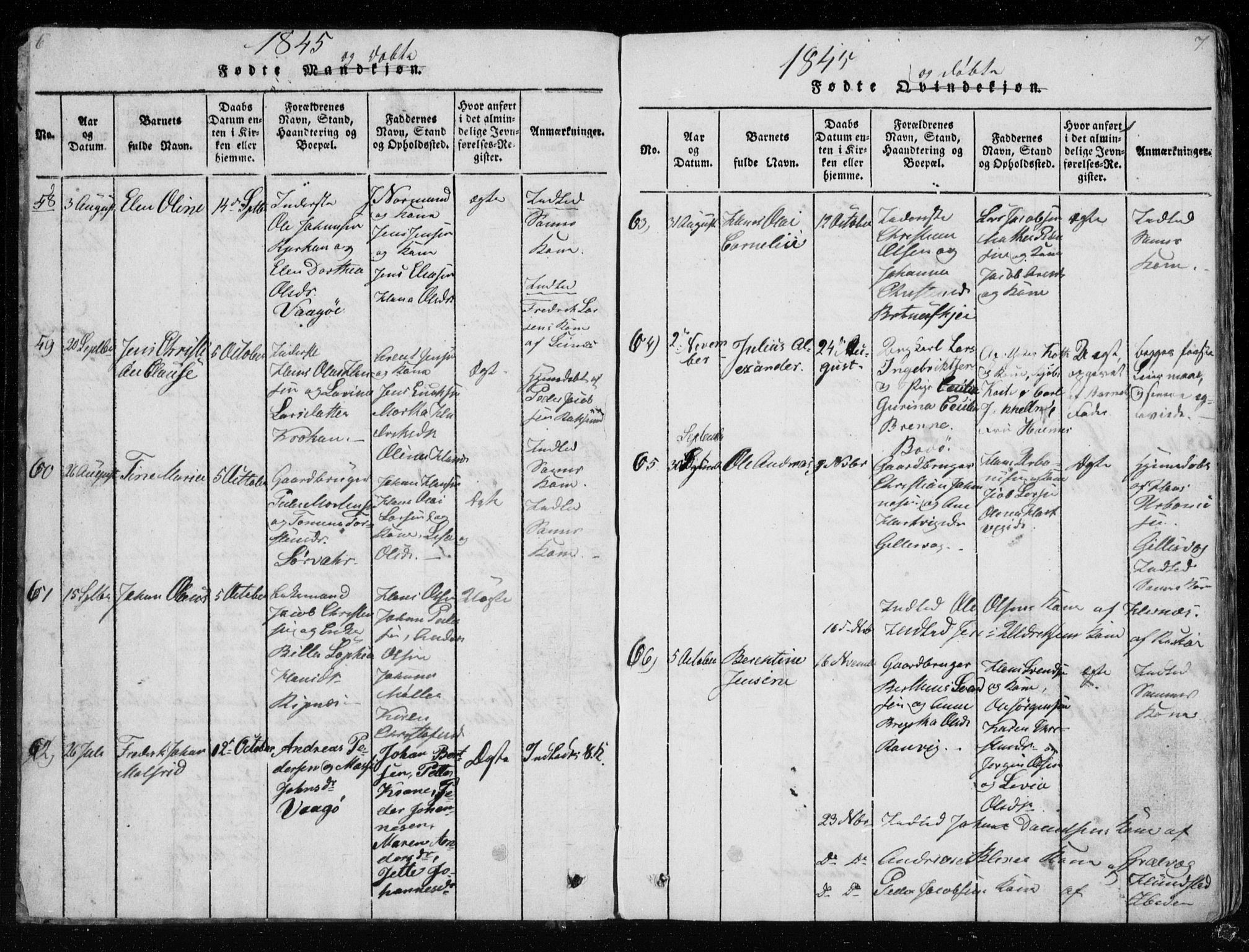 Ministerialprotokoller, klokkerbøker og fødselsregistre - Nordland, AV/SAT-A-1459/801/L0026: Parish register (copy) no. 801C01, 1820-1855, p. 6-7