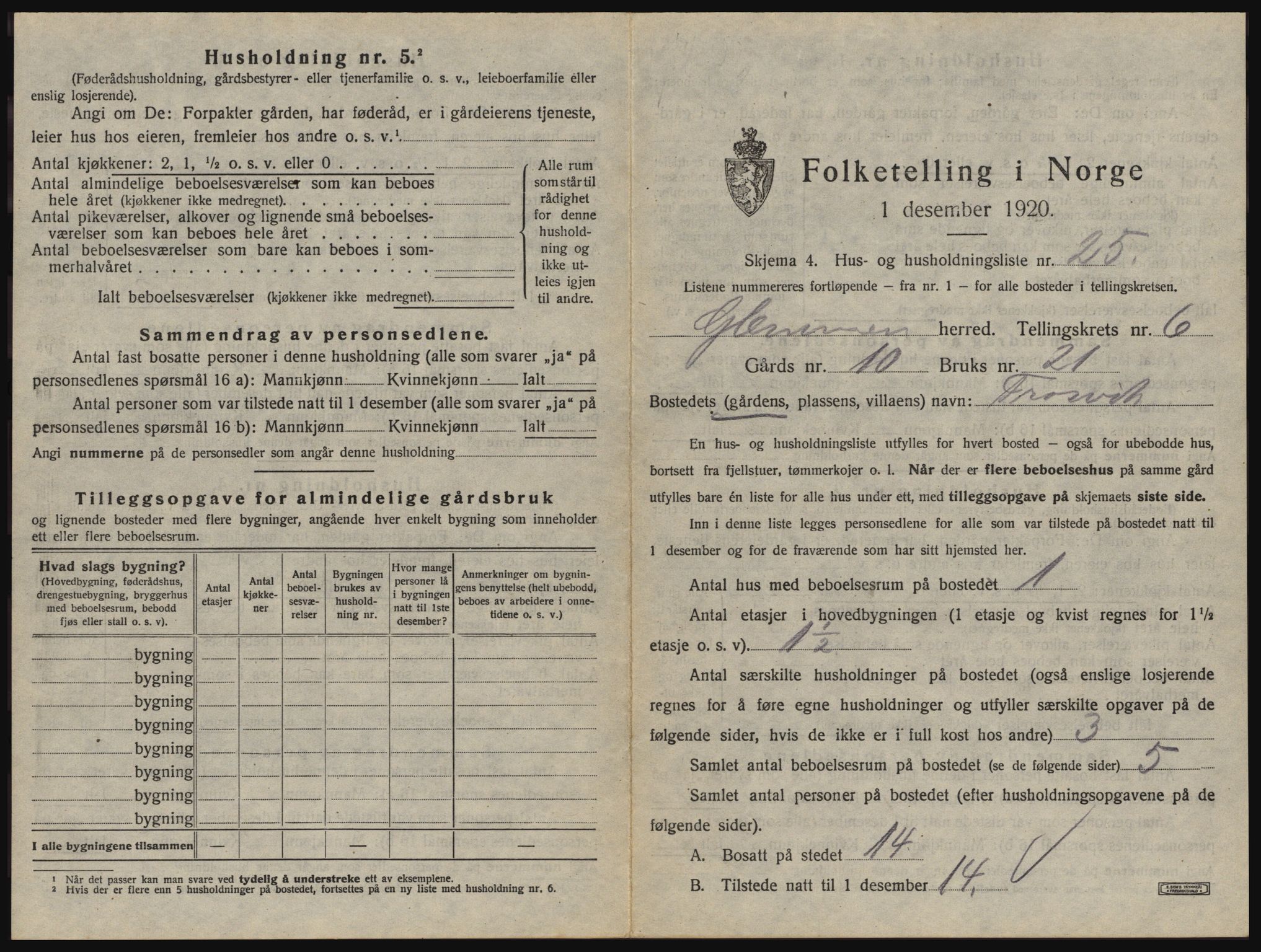 SAO, 1920 census for Glemmen, 1920, p. 2549