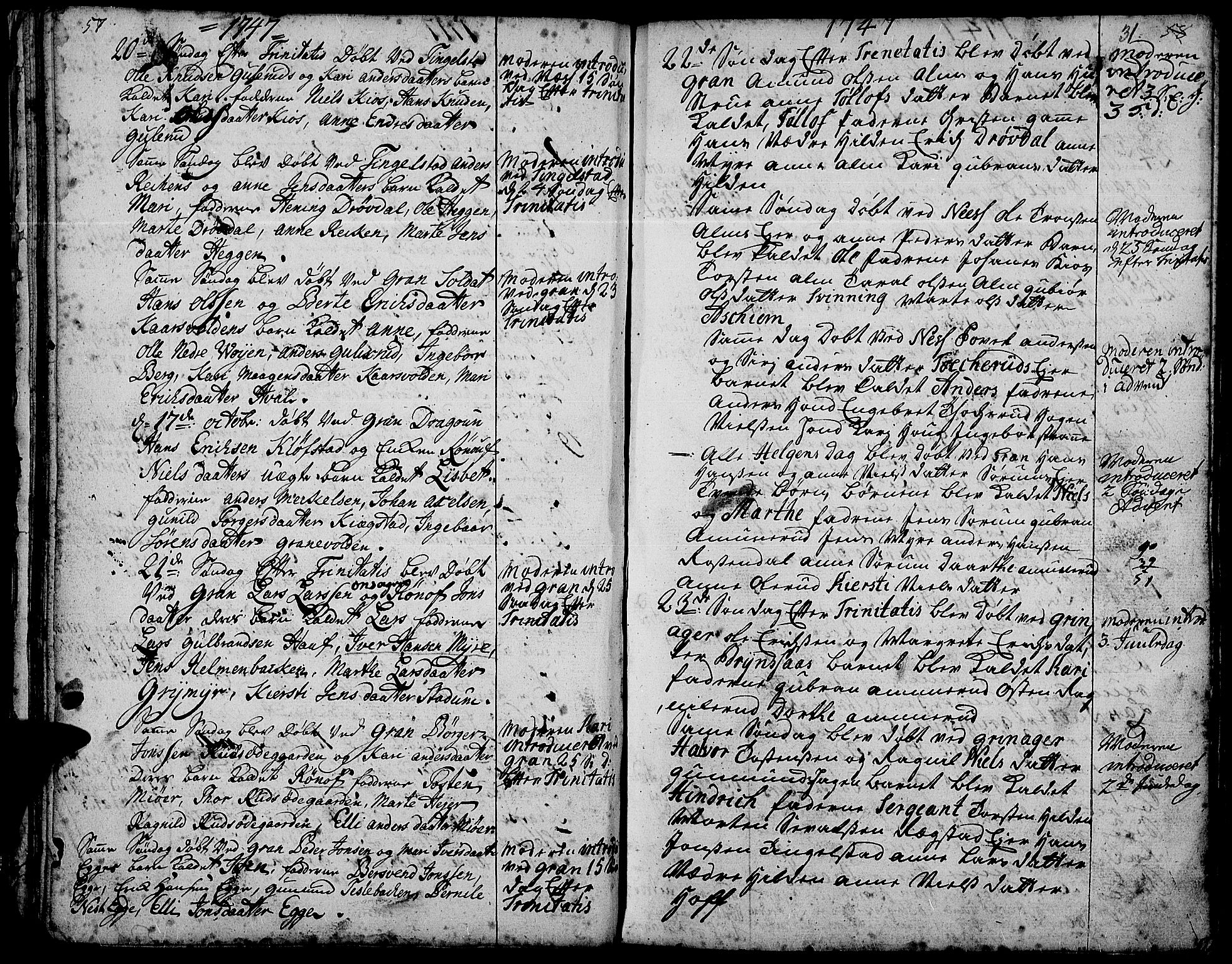 Gran prestekontor, AV/SAH-PREST-112/H/Ha/Haa/L0003: Parish register (official) no. 3, 1745-1758, p. 31