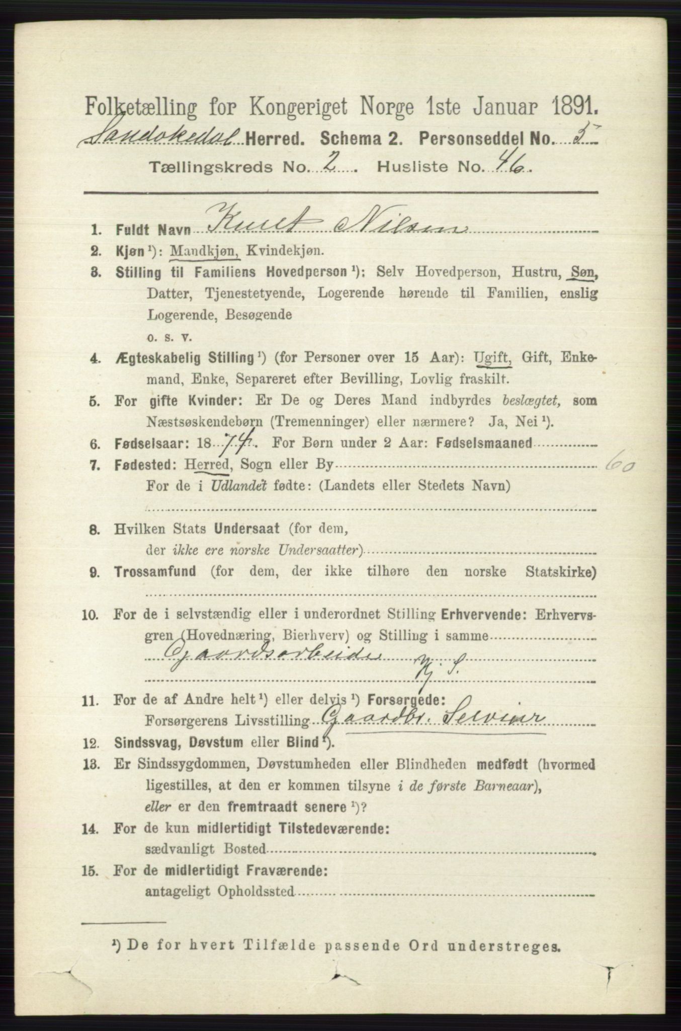 RA, 1891 census for 0816 Sannidal, 1891, p. 735