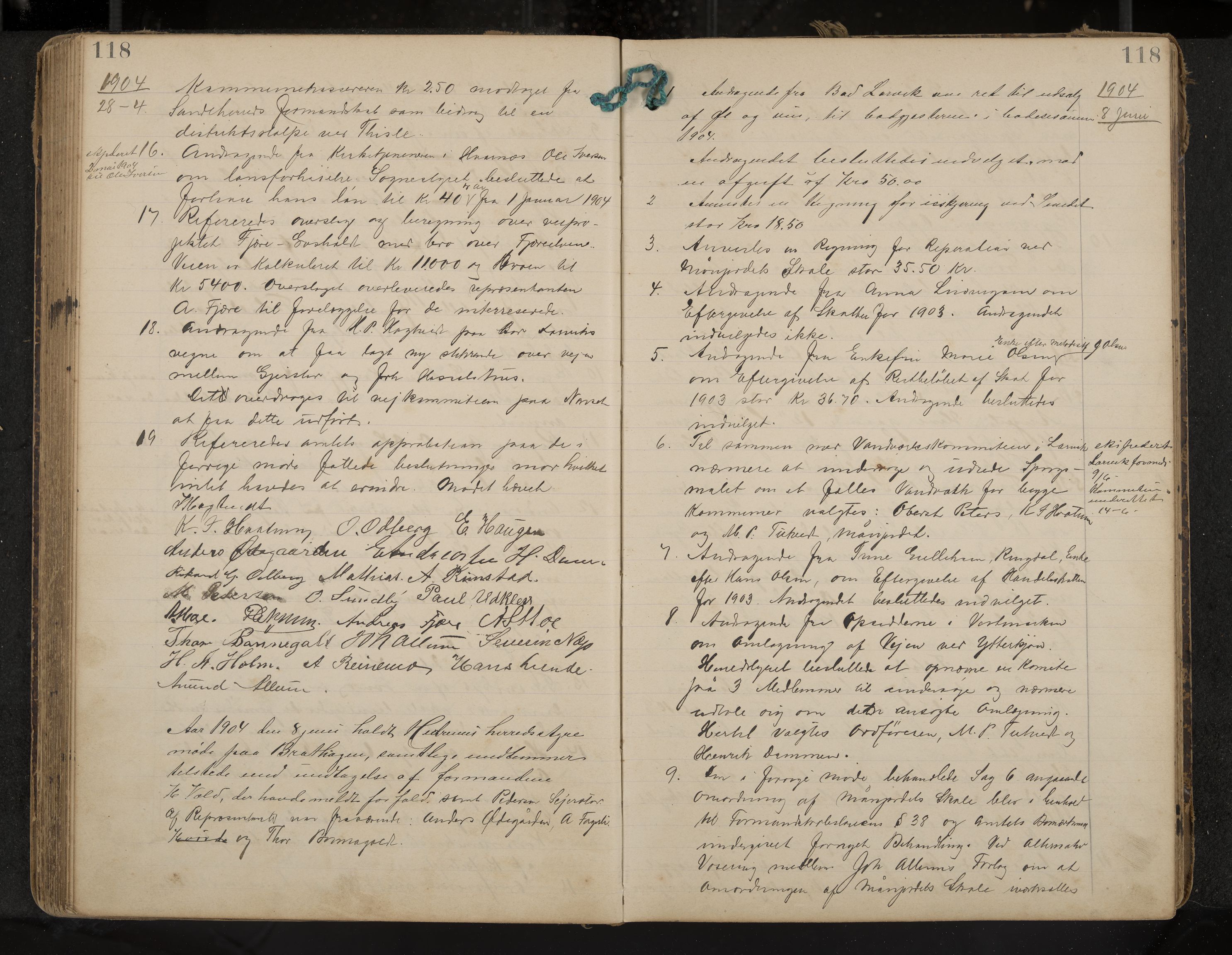 Hedrum formannskap og sentraladministrasjon, IKAK/0727021/A/Aa/L0005: Møtebok, 1899-1911, p. 118