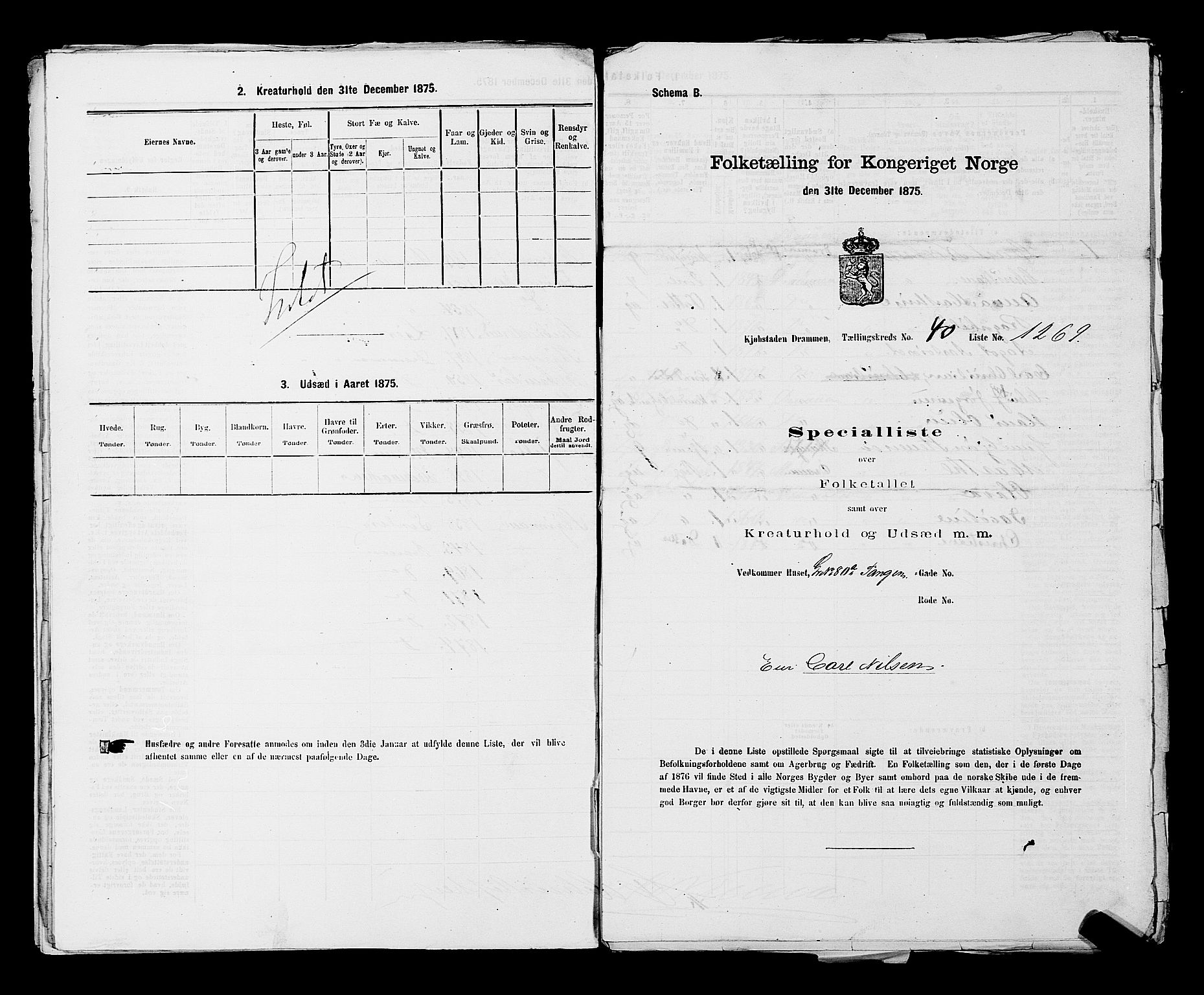 SAKO, 1875 census for 0602 Drammen, 1875, p. 3471