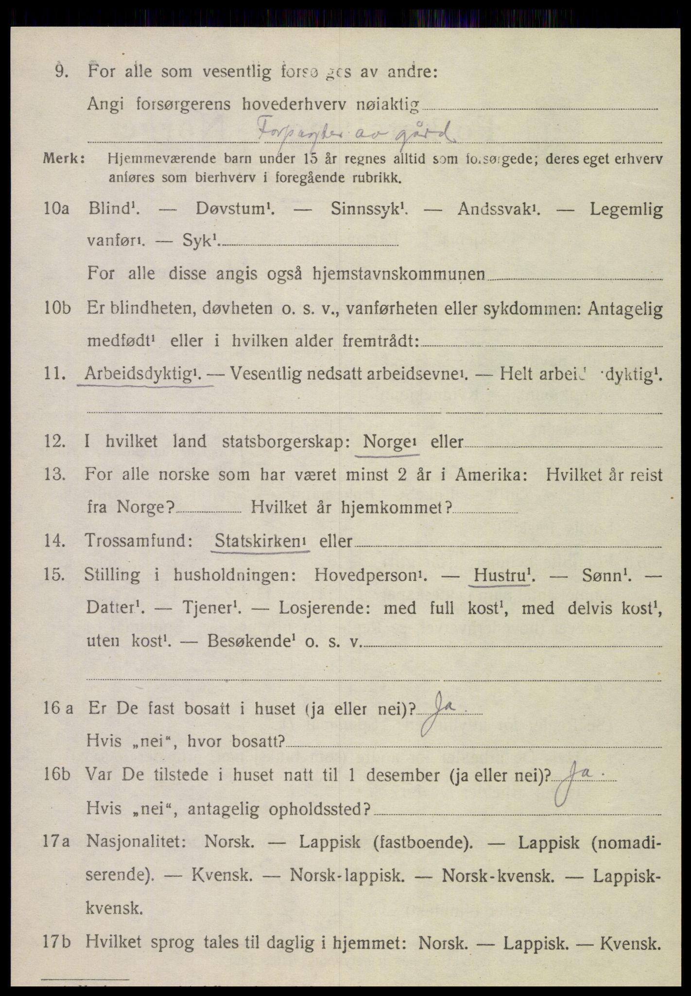 SAT, 1920 census for Nordli, 1920, p. 1846