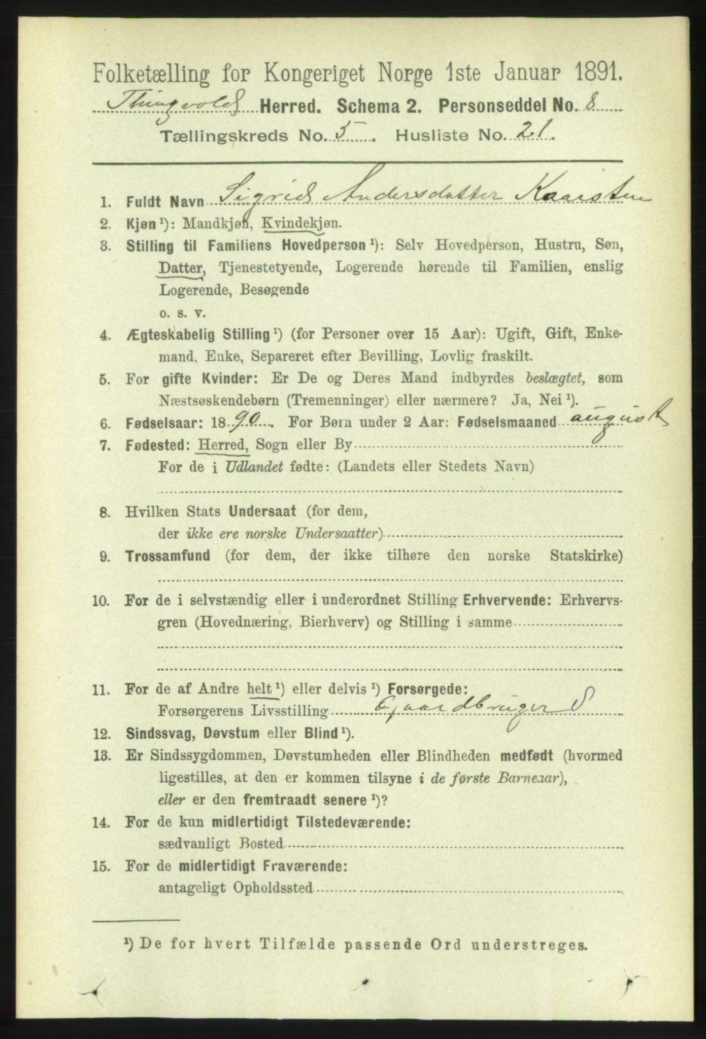 RA, 1891 census for 1560 Tingvoll, 1891, p. 2195