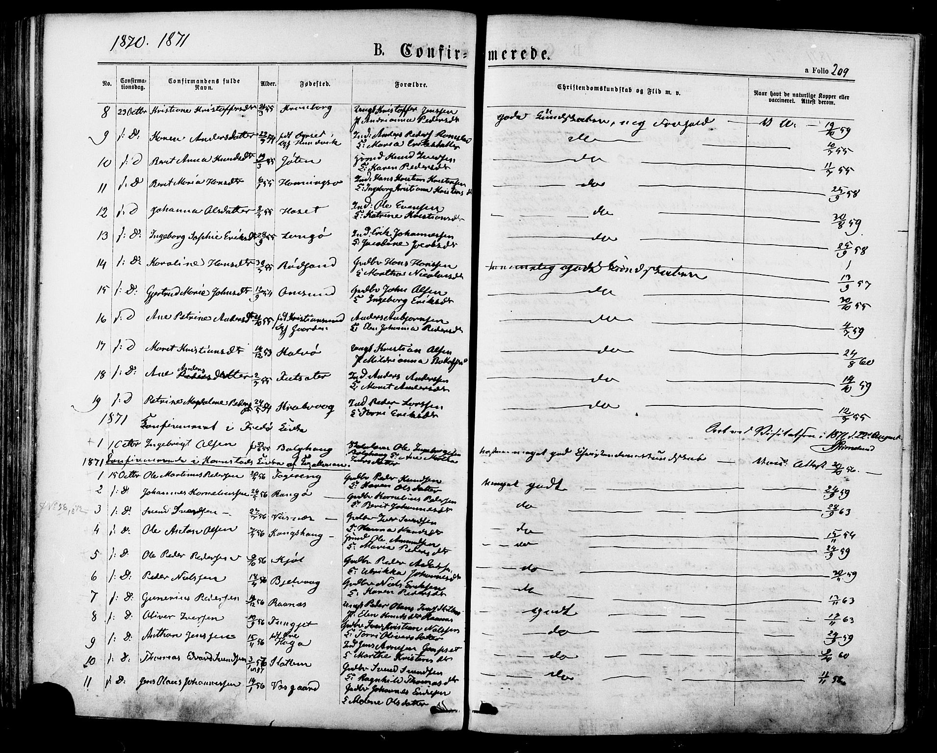 Ministerialprotokoller, klokkerbøker og fødselsregistre - Møre og Romsdal, SAT/A-1454/568/L0805: Parish register (official) no. 568A12 /1, 1869-1884, p. 209