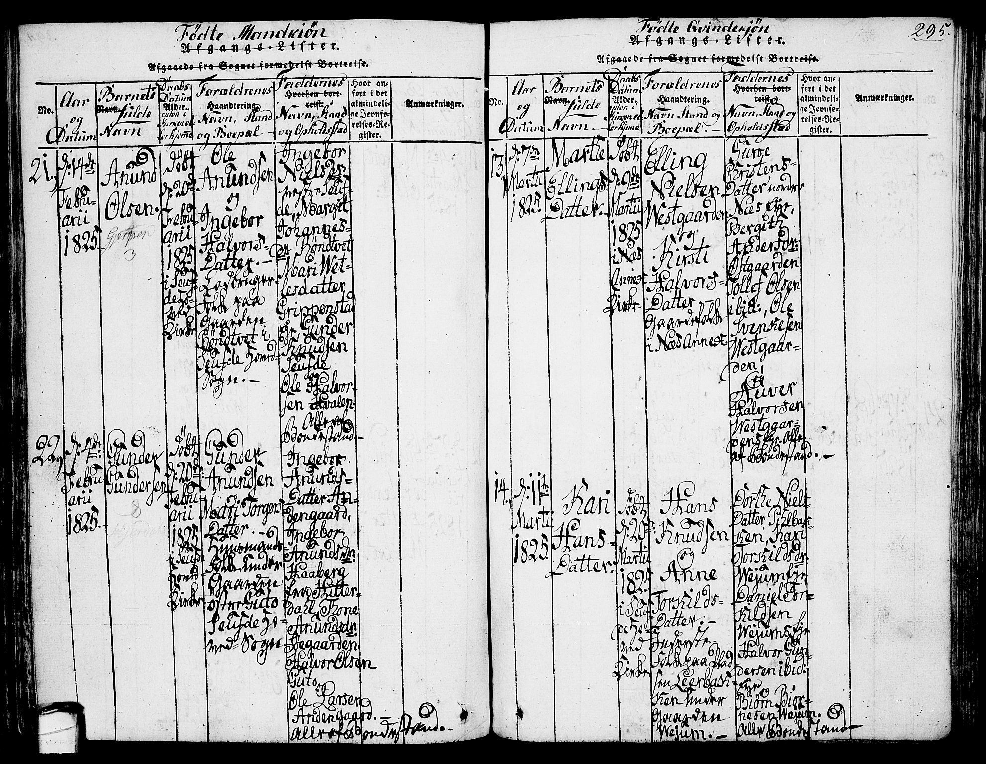 Sauherad kirkebøker, AV/SAKO-A-298/G/Ga/L0001: Parish register (copy) no. I 1, 1815-1827, p. 295