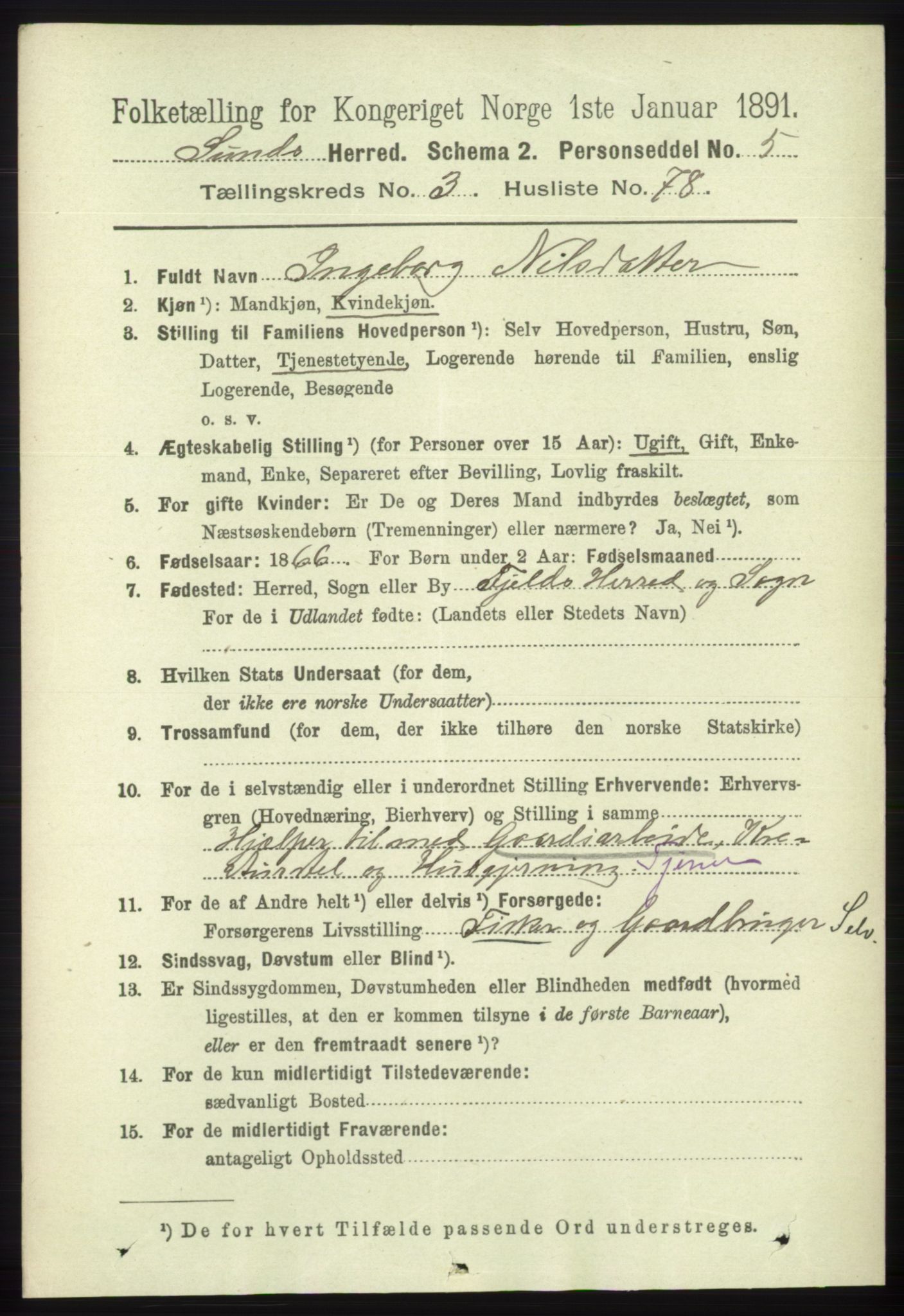 RA, 1891 census for 1245 Sund, 1891, p. 1774