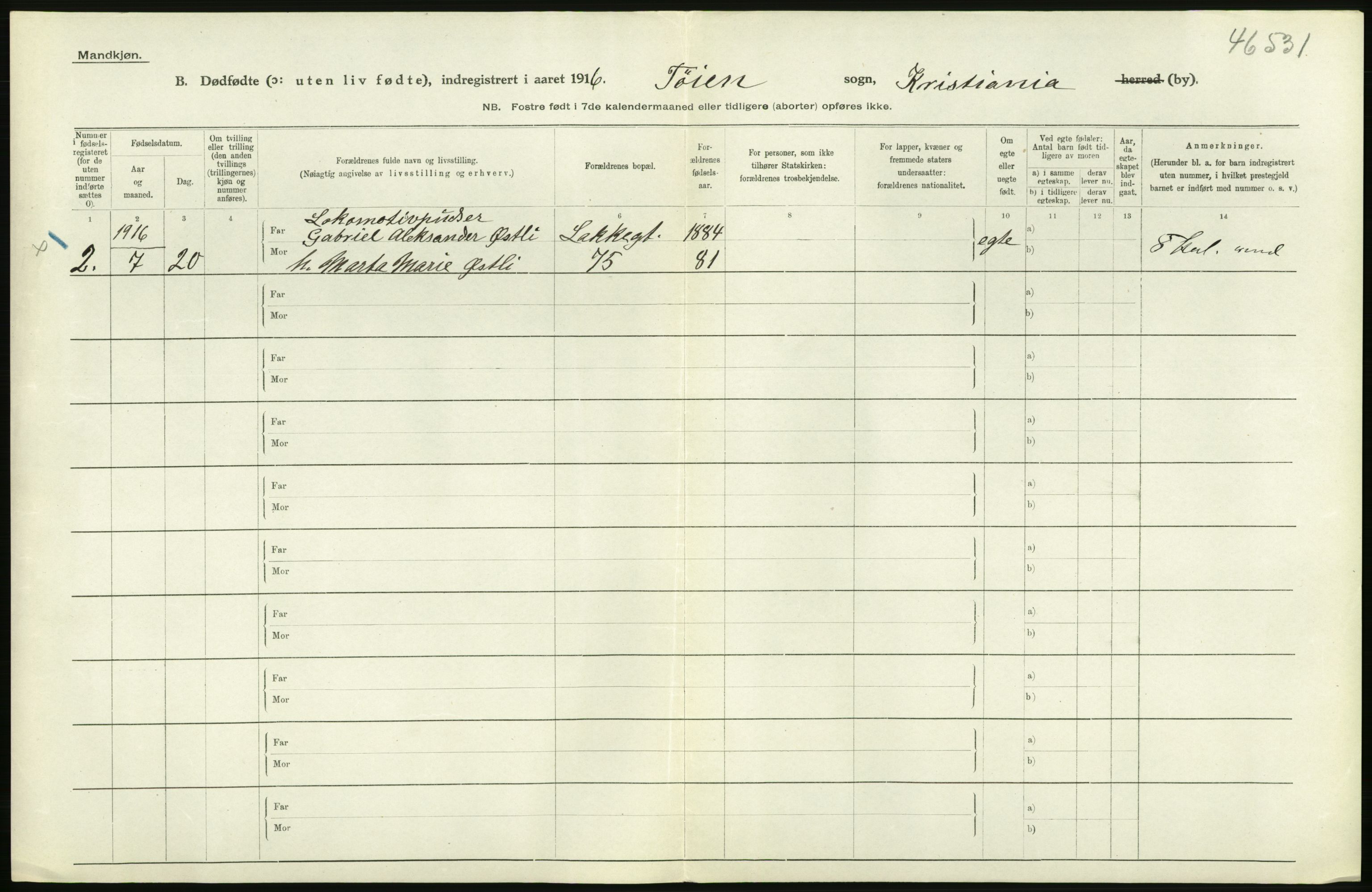 Statistisk sentralbyrå, Sosiodemografiske emner, Befolkning, RA/S-2228/D/Df/Dfb/Dfbf/L0010: Kristiania: Døde, dødfødte., 1916, p. 630