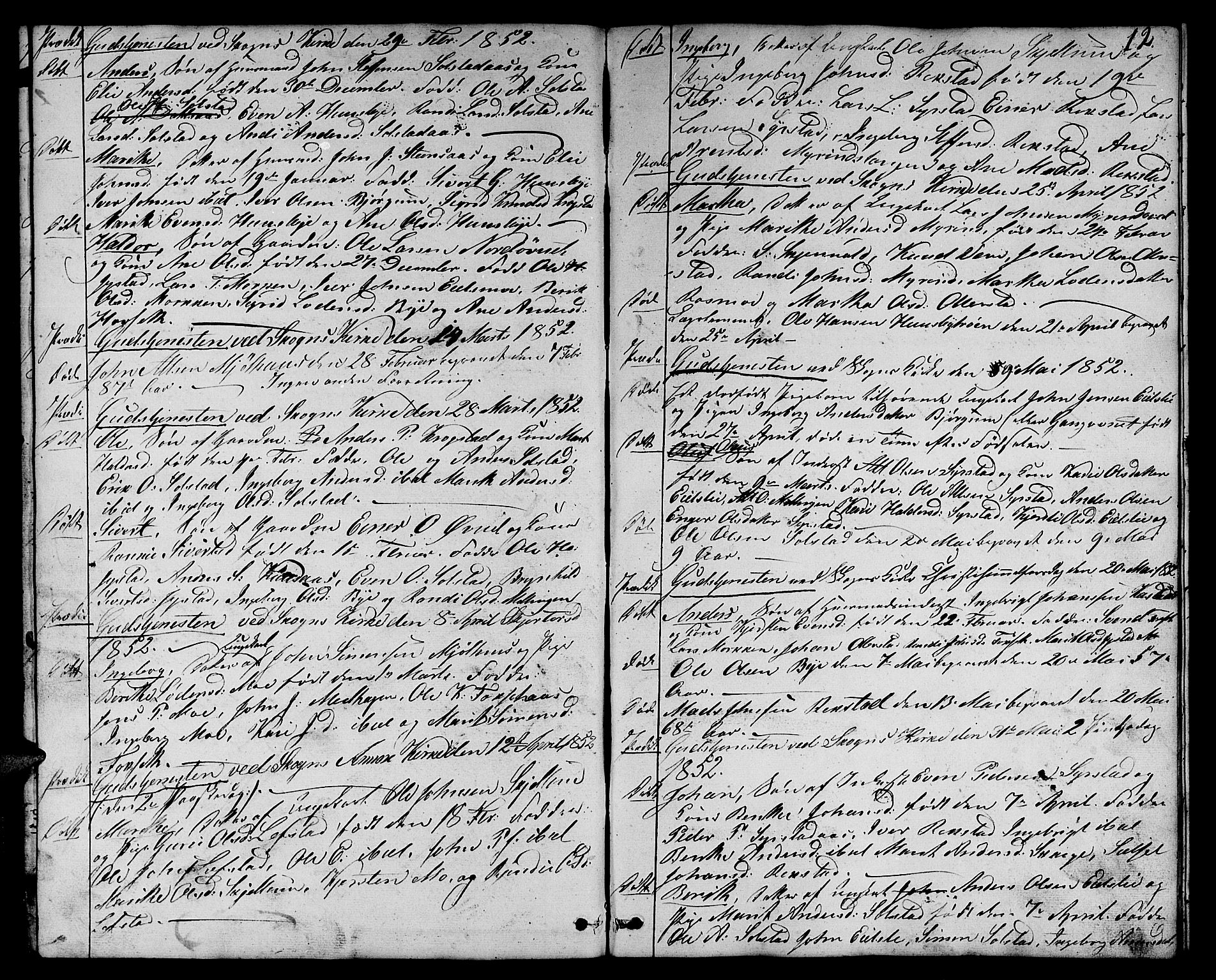 Ministerialprotokoller, klokkerbøker og fødselsregistre - Sør-Trøndelag, SAT/A-1456/667/L0797: Parish register (copy) no. 667C02, 1849-1867, p. 12