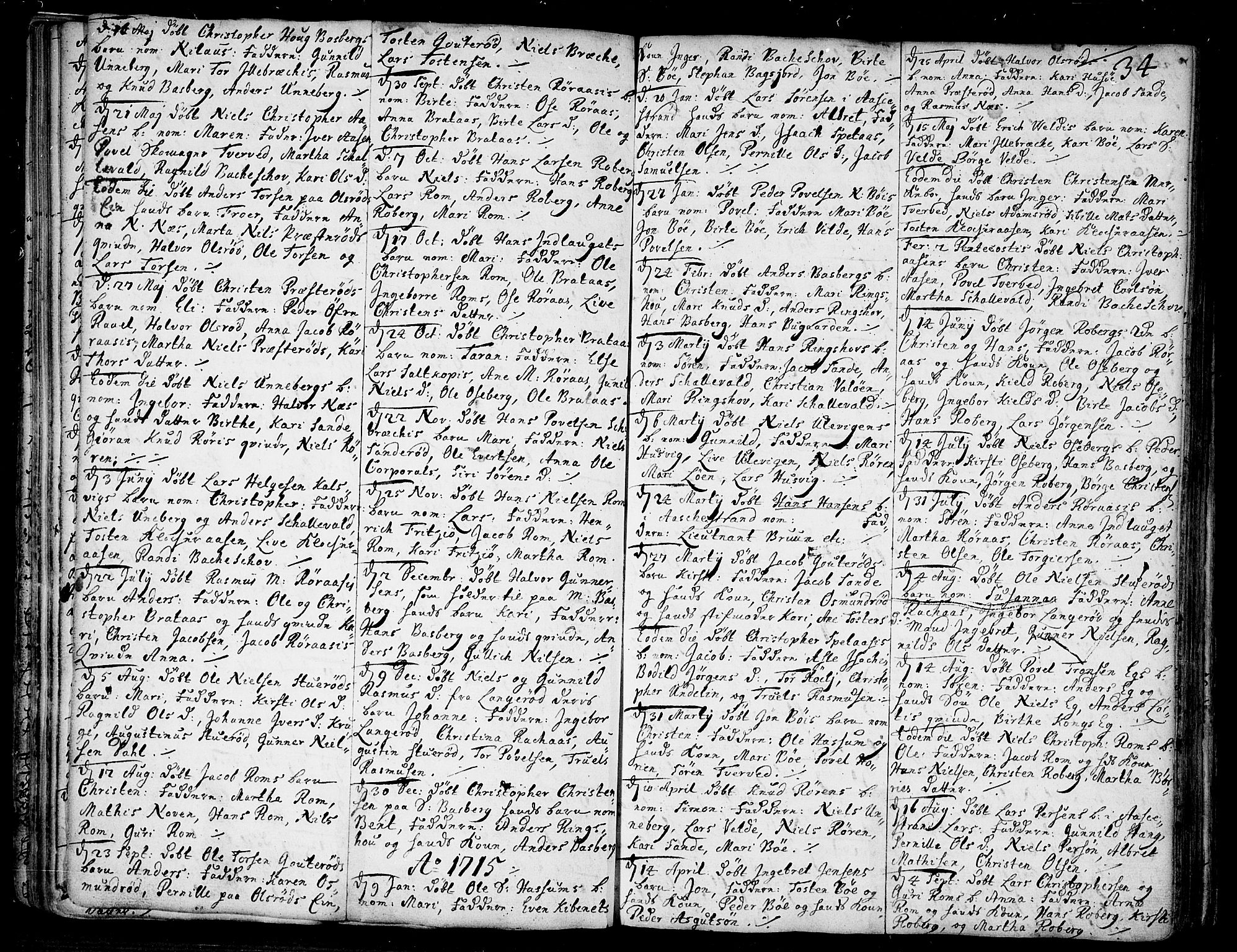 Sem kirkebøker, AV/SAKO-A-5/F/Fb/L0001: Parish register (official) no. II 1, 1702-1764, p. 34