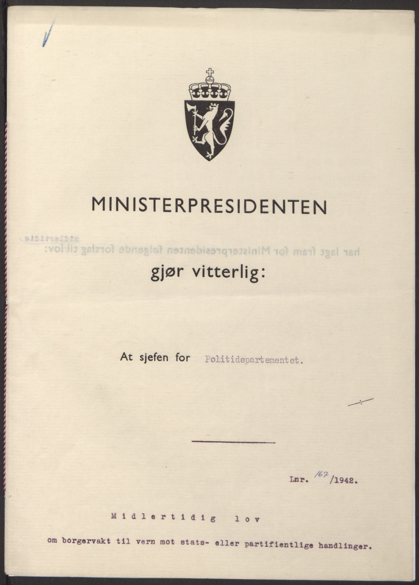 NS-administrasjonen 1940-1945 (Statsrådsekretariatet, de kommisariske statsråder mm), RA/S-4279/D/Db/L0098: Lover II, 1942, p. 256