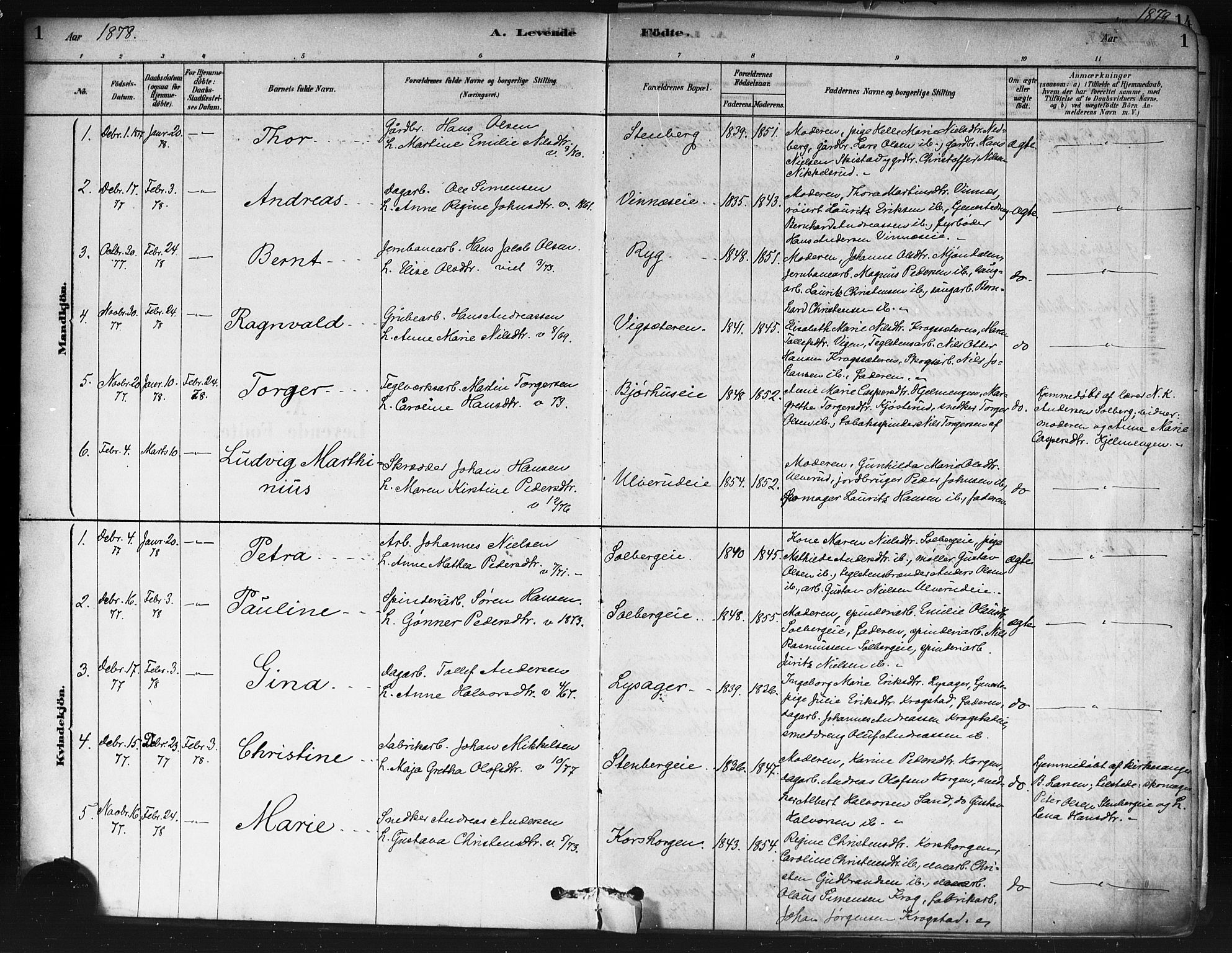 Nedre Eiker kirkebøker, SAKO/A-612/F/Fa/L0002: Parish register (official) no. 2, 1878-1885, p. 1