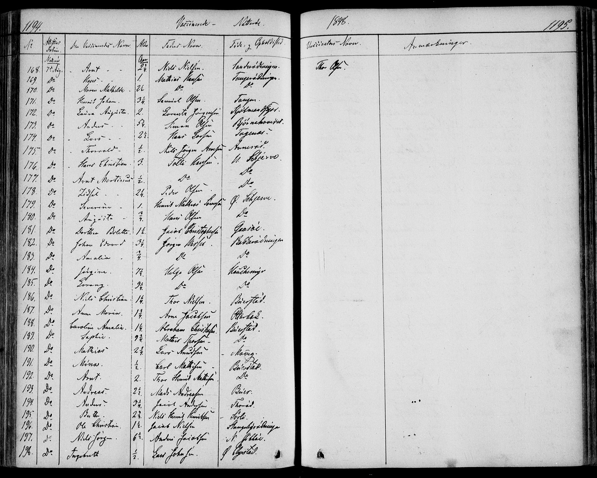 Nøtterøy kirkebøker, AV/SAKO-A-354/F/Fa/L0005: Parish register (official) no. I 5, 1839-1852, p. 1194-1195