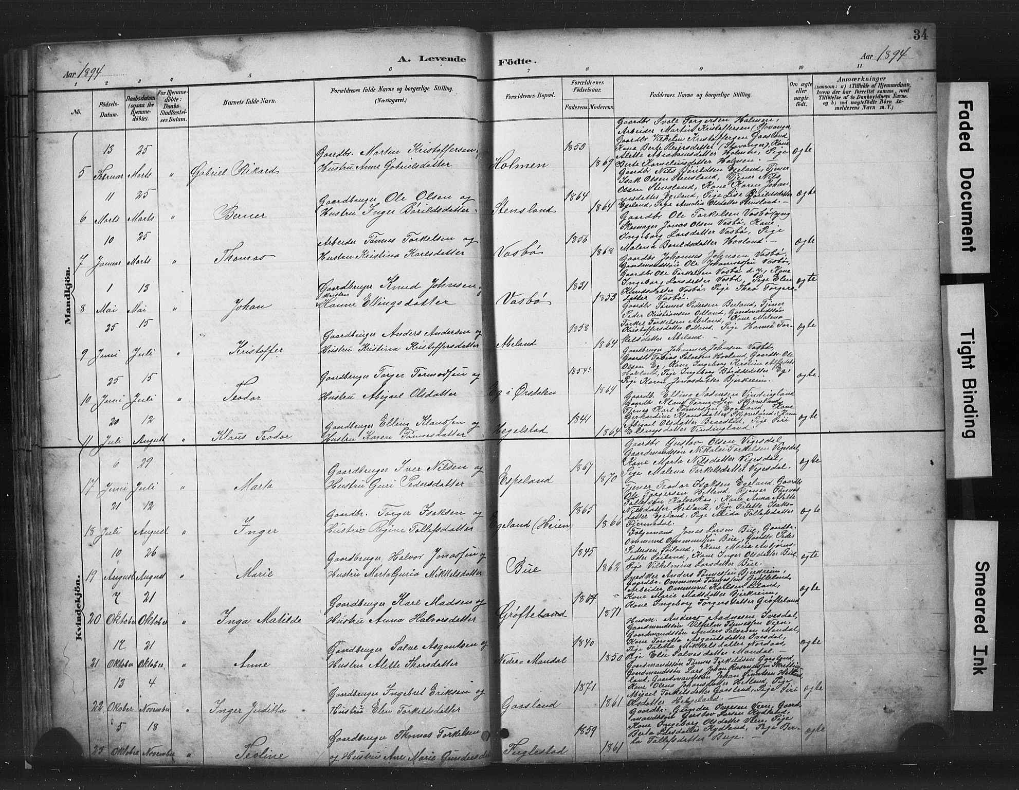Helleland sokneprestkontor, SAST/A-101810: Parish register (copy) no. B 5, 1887-1908, p. 35