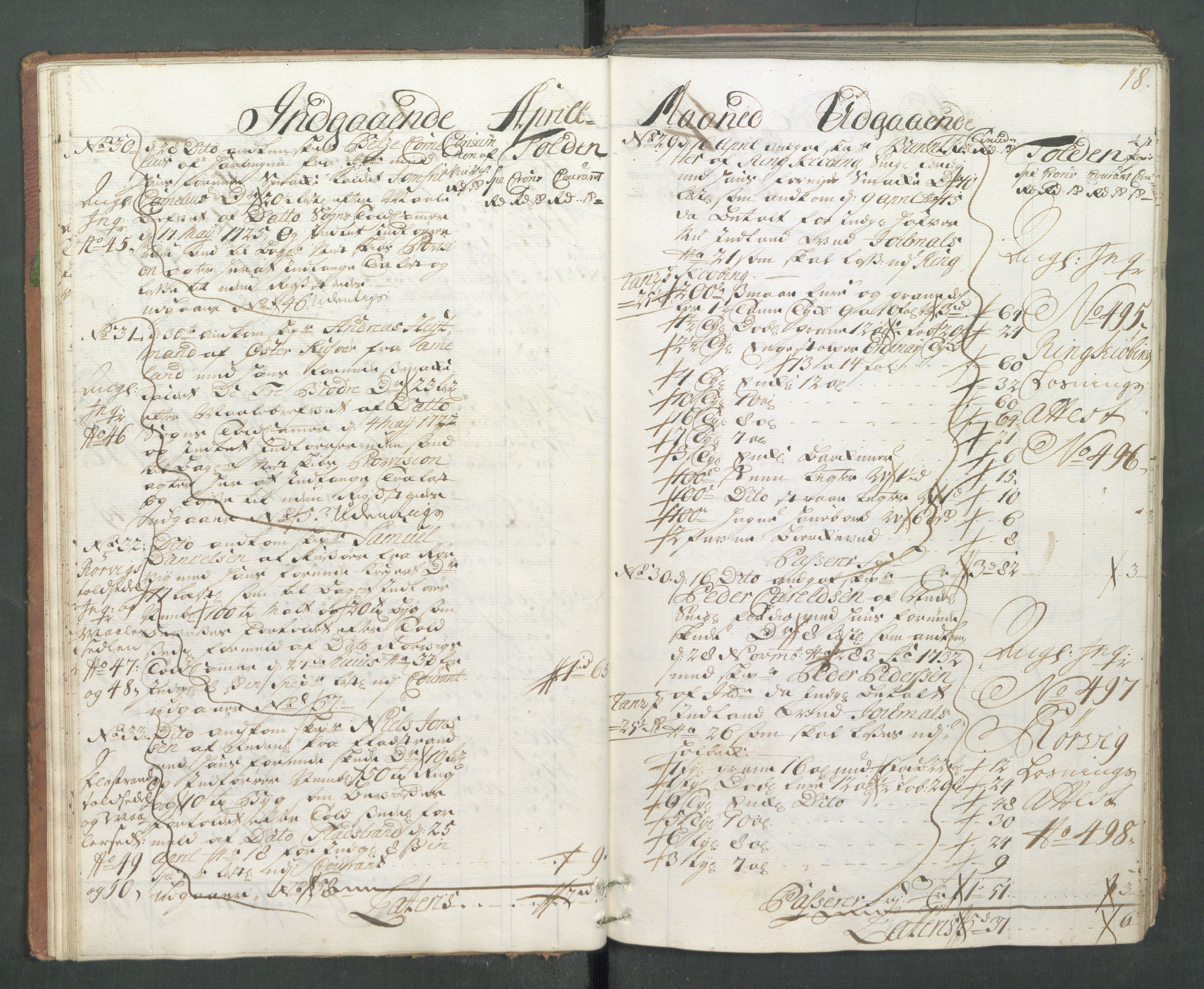 Generaltollkammeret, tollregnskaper, AV/RA-EA-5490/R14/L0013/0001: Tollregnskaper Øster-Risør / Hovedtollbok, 1733, p. 17b-18a