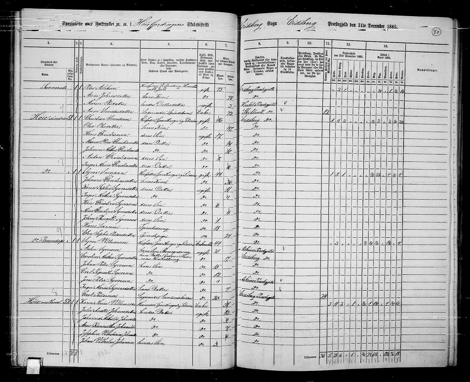 RA, 1865 census for Eidsberg, 1865, p. 62