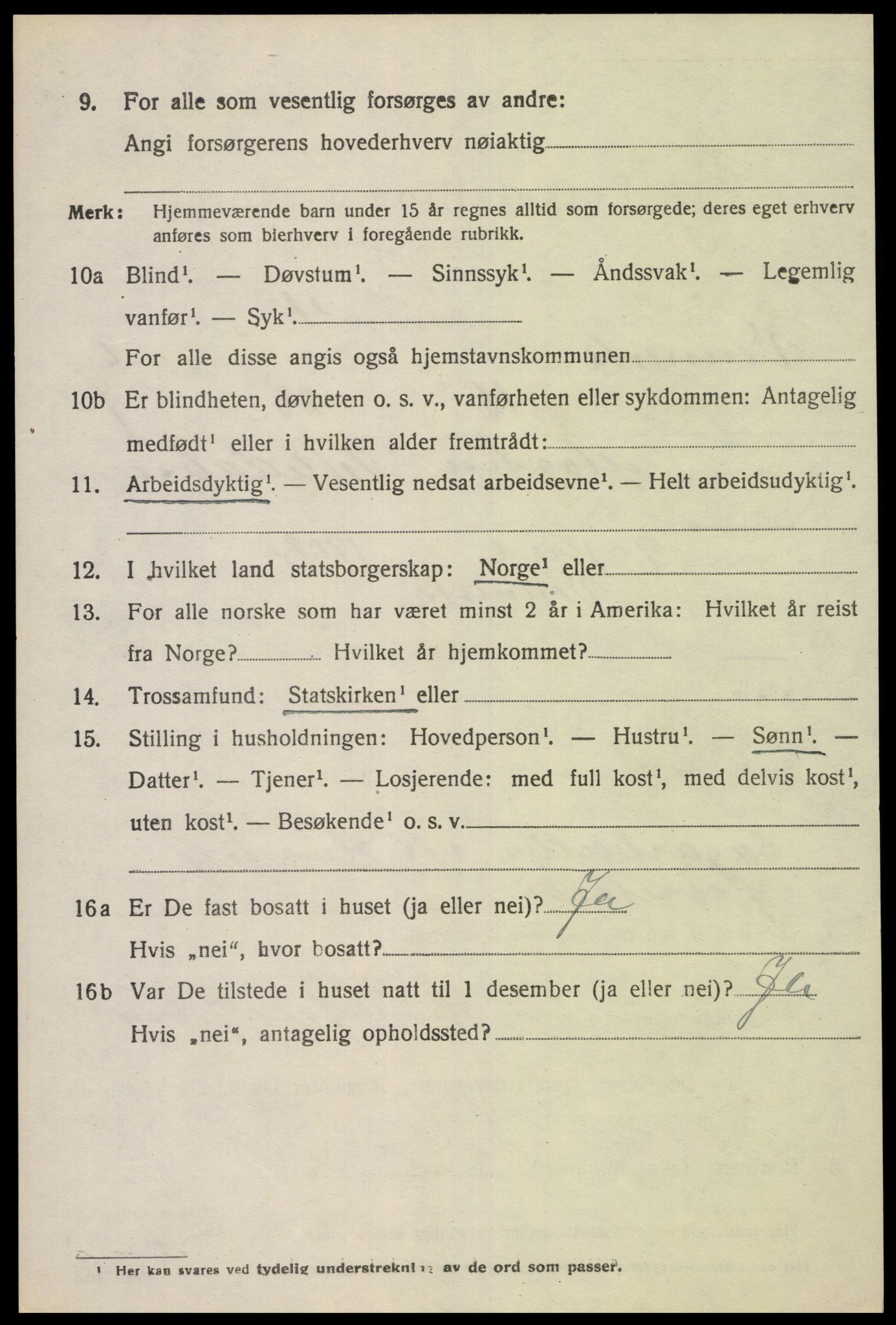 SAK, 1920 census for Vennesla, 1920, p. 4501