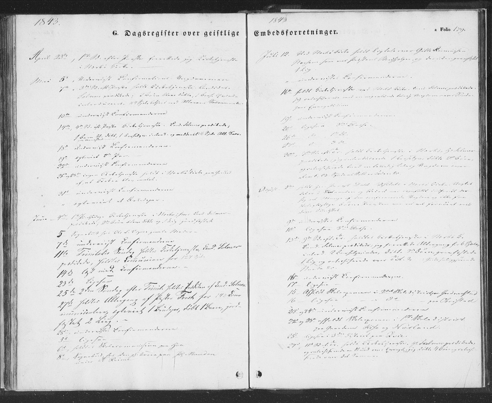 Hå sokneprestkontor, SAST/A-101801/001/30BA/L0006: Parish register (official) no. A 5, 1842-1853, p. 179
