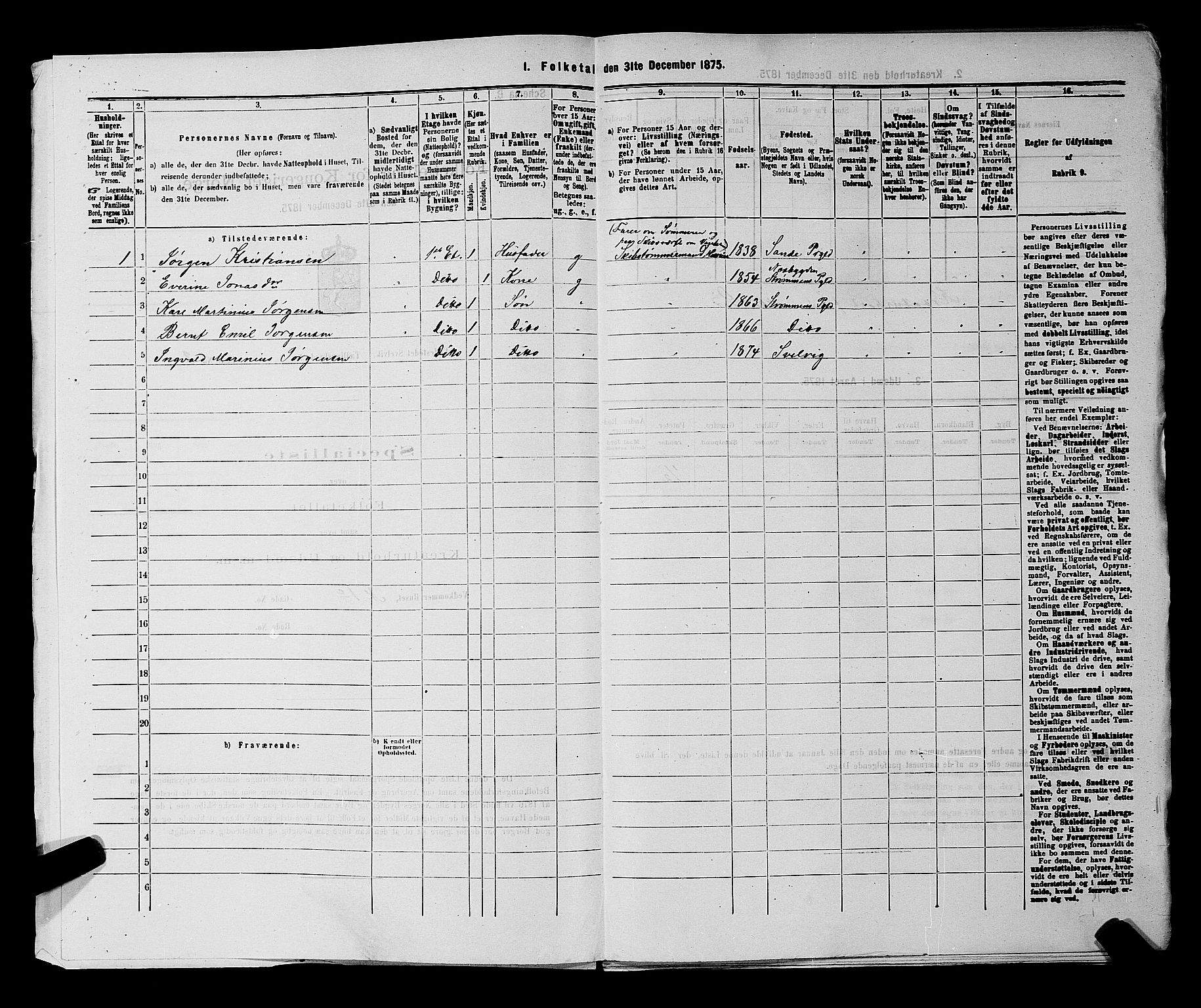 SAKO, 1875 census for 0701B Strømm/Svelvik, 1875, p. 13