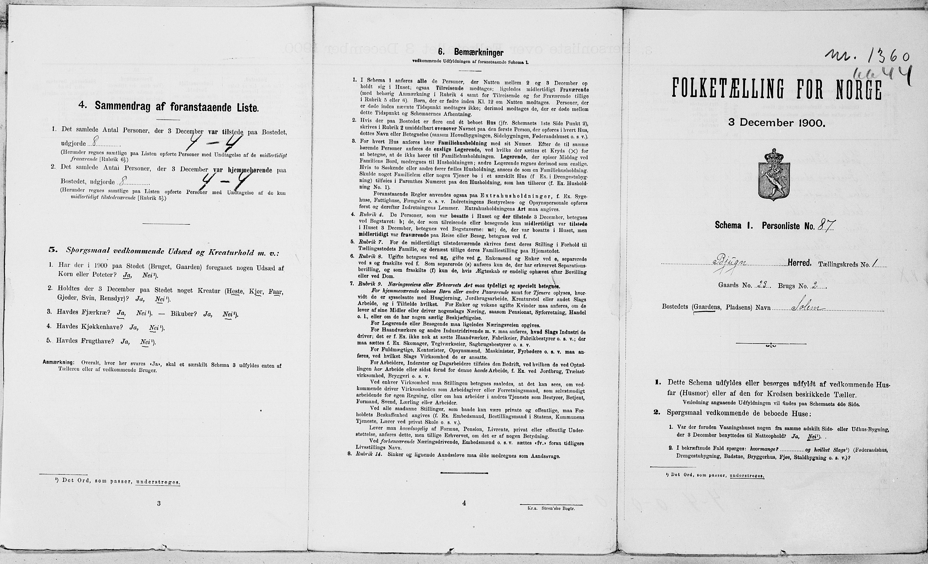 SAT, 1900 census for Bjugn, 1900, p. 18