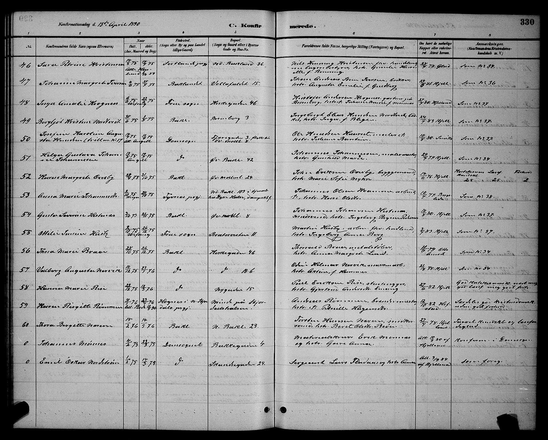 Ministerialprotokoller, klokkerbøker og fødselsregistre - Sør-Trøndelag, AV/SAT-A-1456/604/L0222: Parish register (copy) no. 604C05, 1886-1895, p. 330