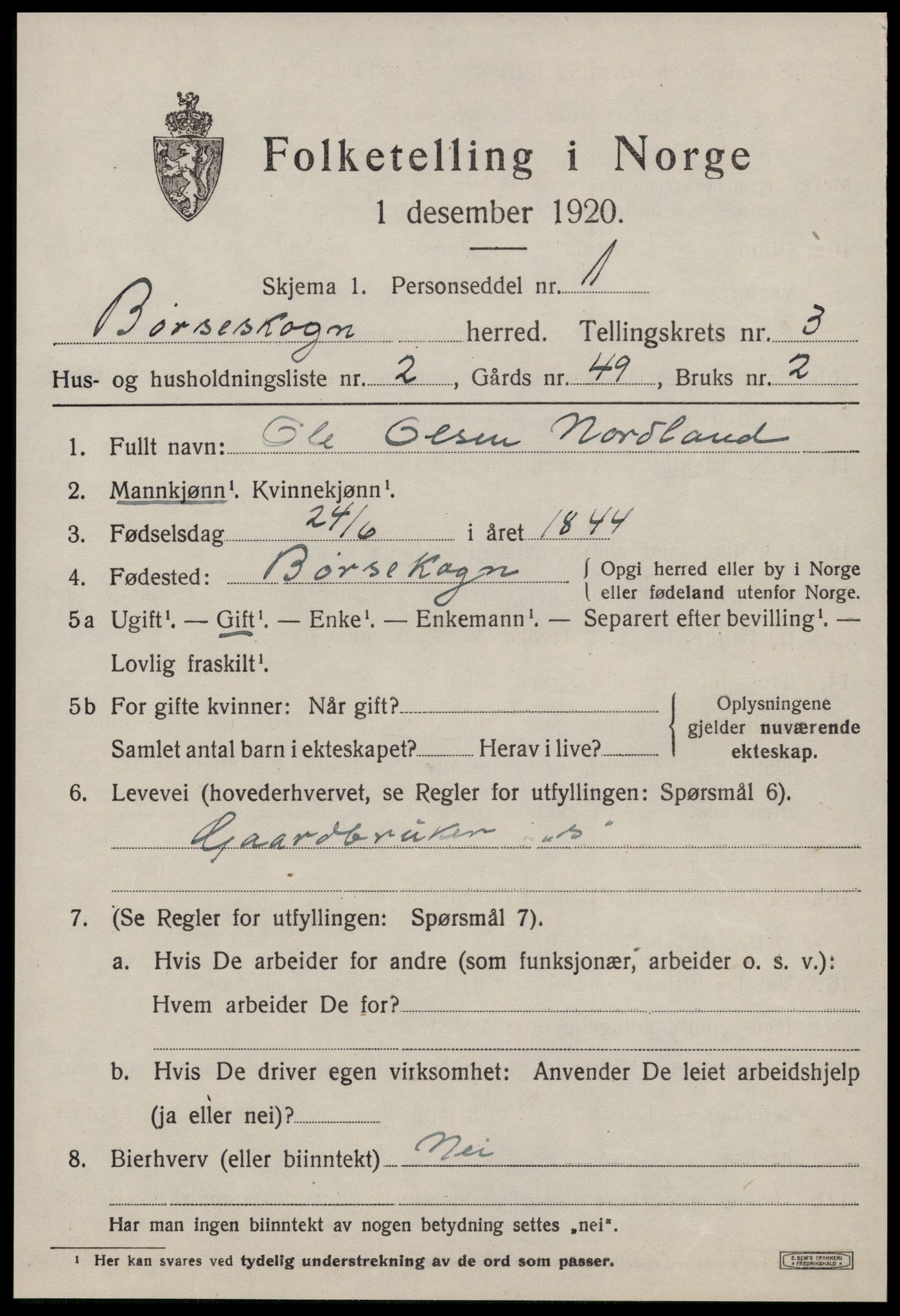 SAT, 1920 census for Børseskogn, 1920, p. 1944