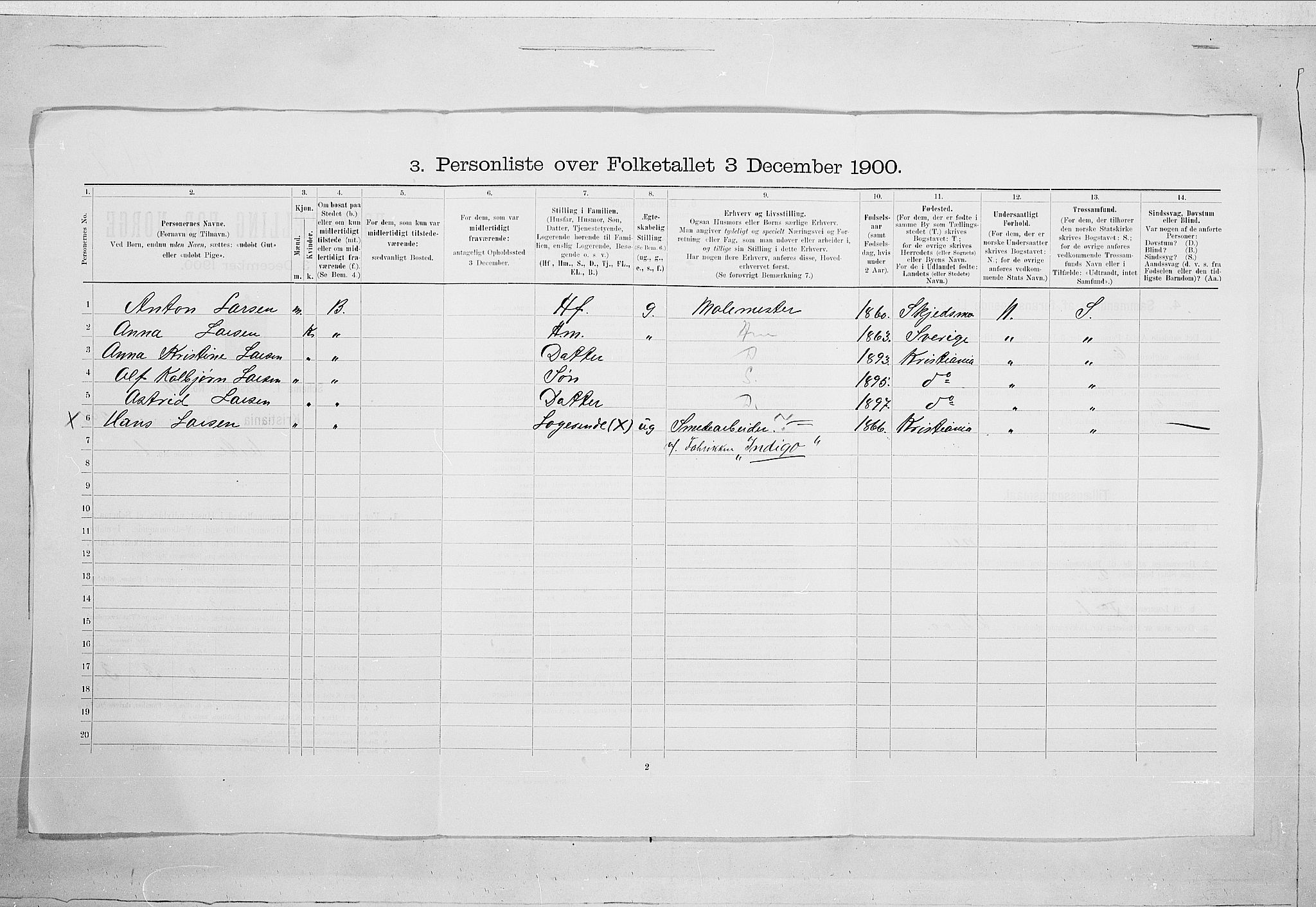 SAO, 1900 census for Kristiania, 1900, p. 108444