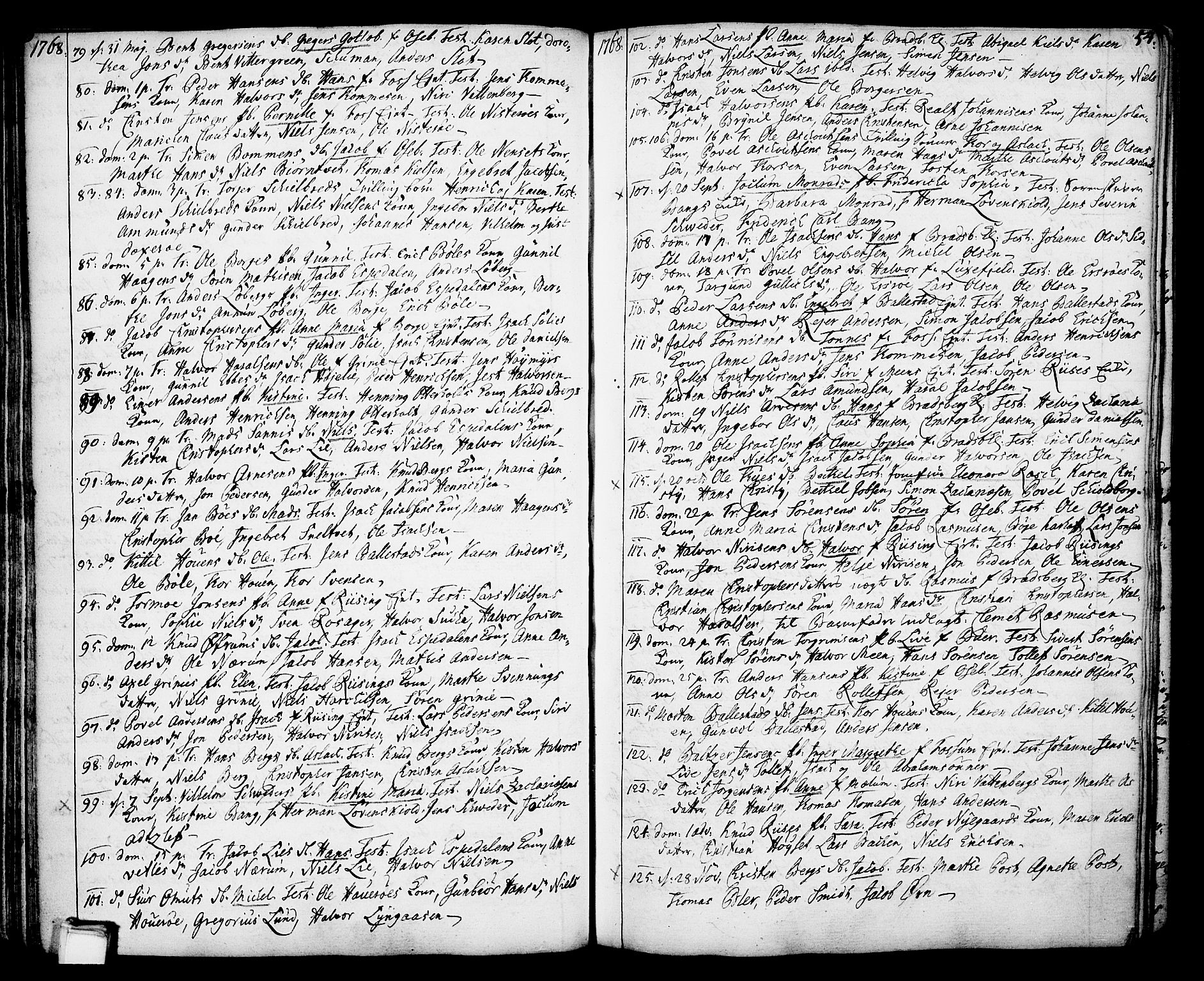 Gjerpen kirkebøker, SAKO/A-265/F/Fa/L0002: Parish register (official) no. I 2, 1747-1795, p. 54