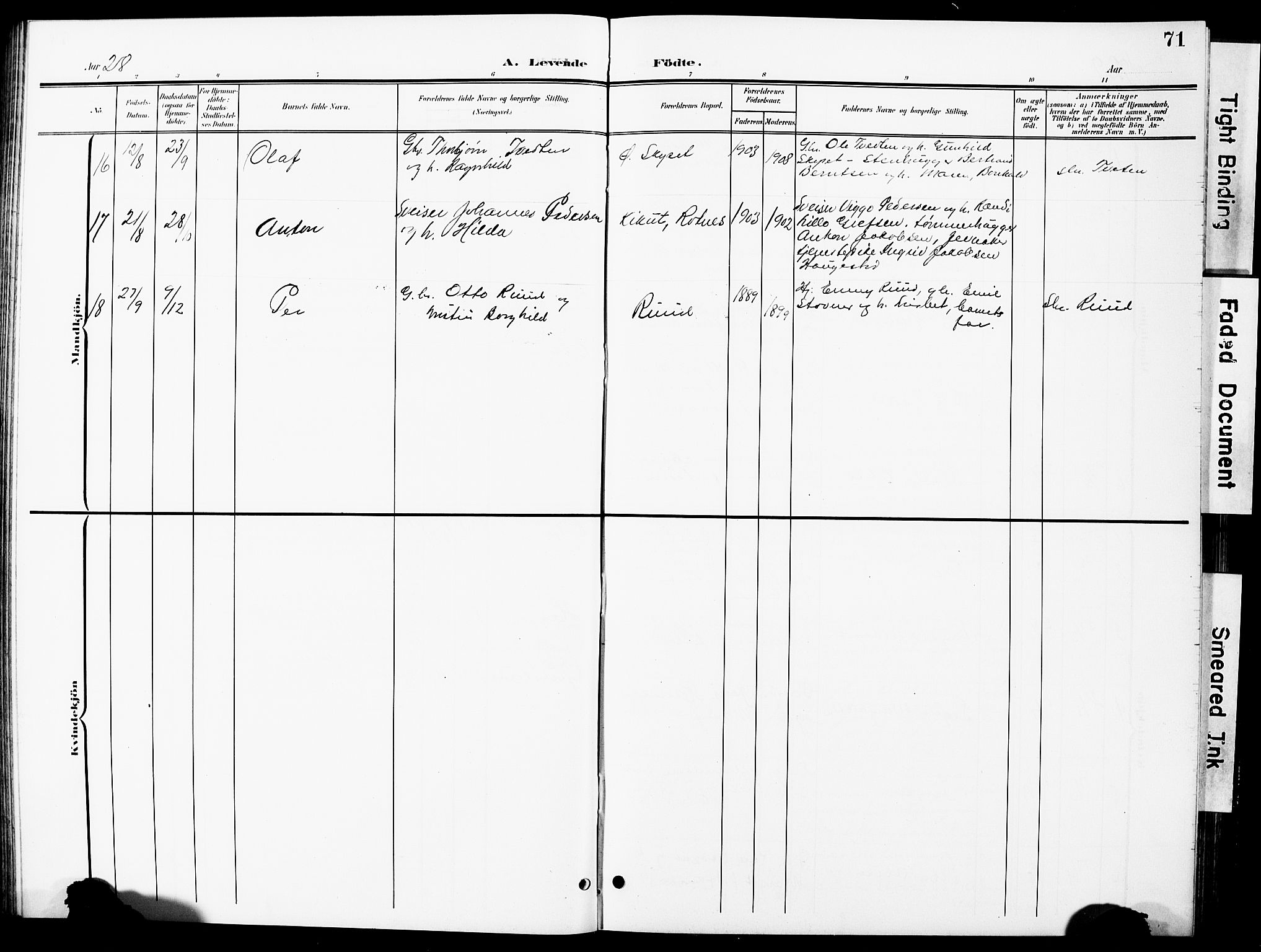 Nittedal prestekontor Kirkebøker, SAO/A-10365a/G/Ga/L0003: Parish register (copy) no. I 3, 1902-1929, p. 71