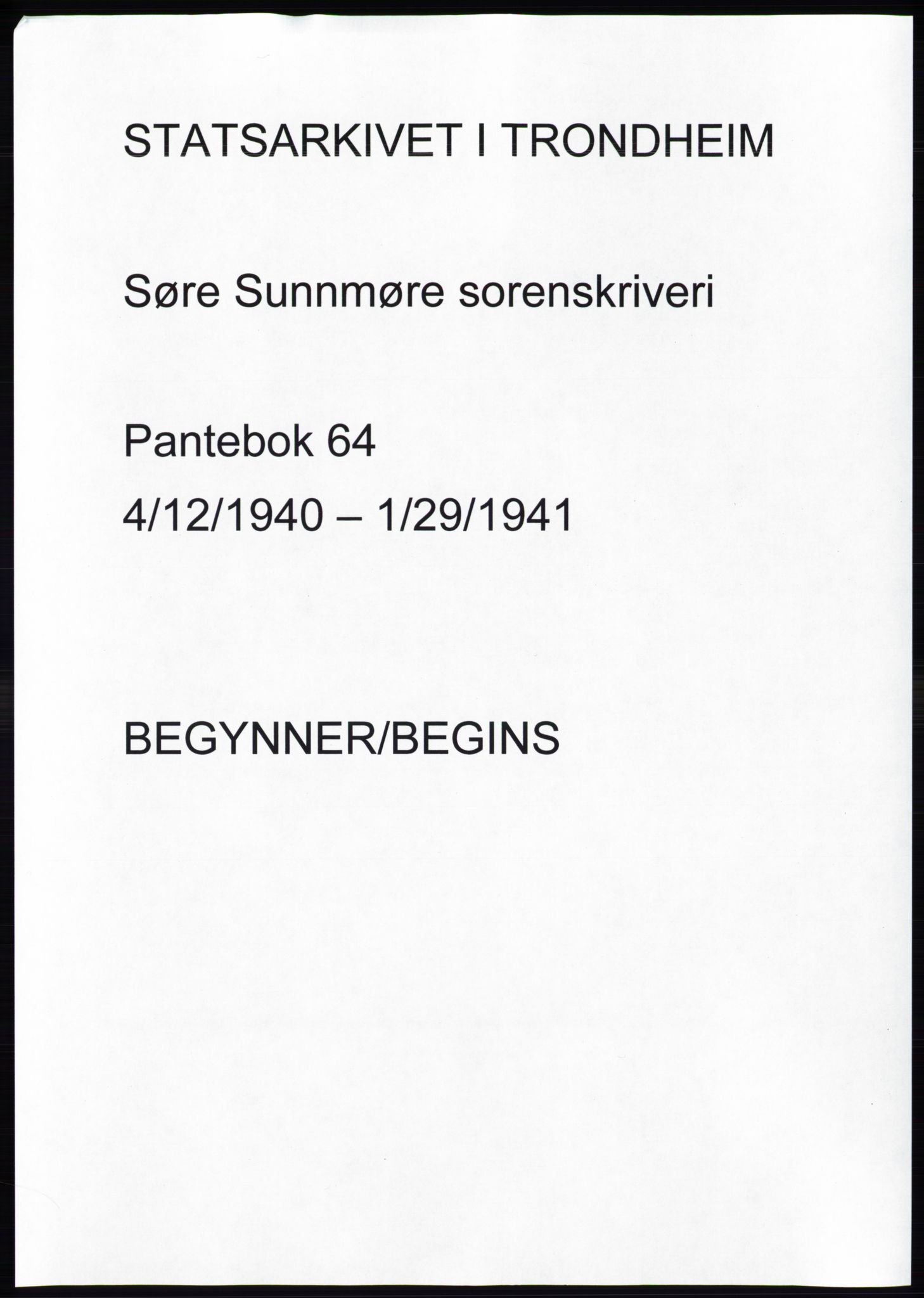 Søre Sunnmøre sorenskriveri, AV/SAT-A-4122/1/2/2C/L0070: Mortgage book no. 64, 1940-1941