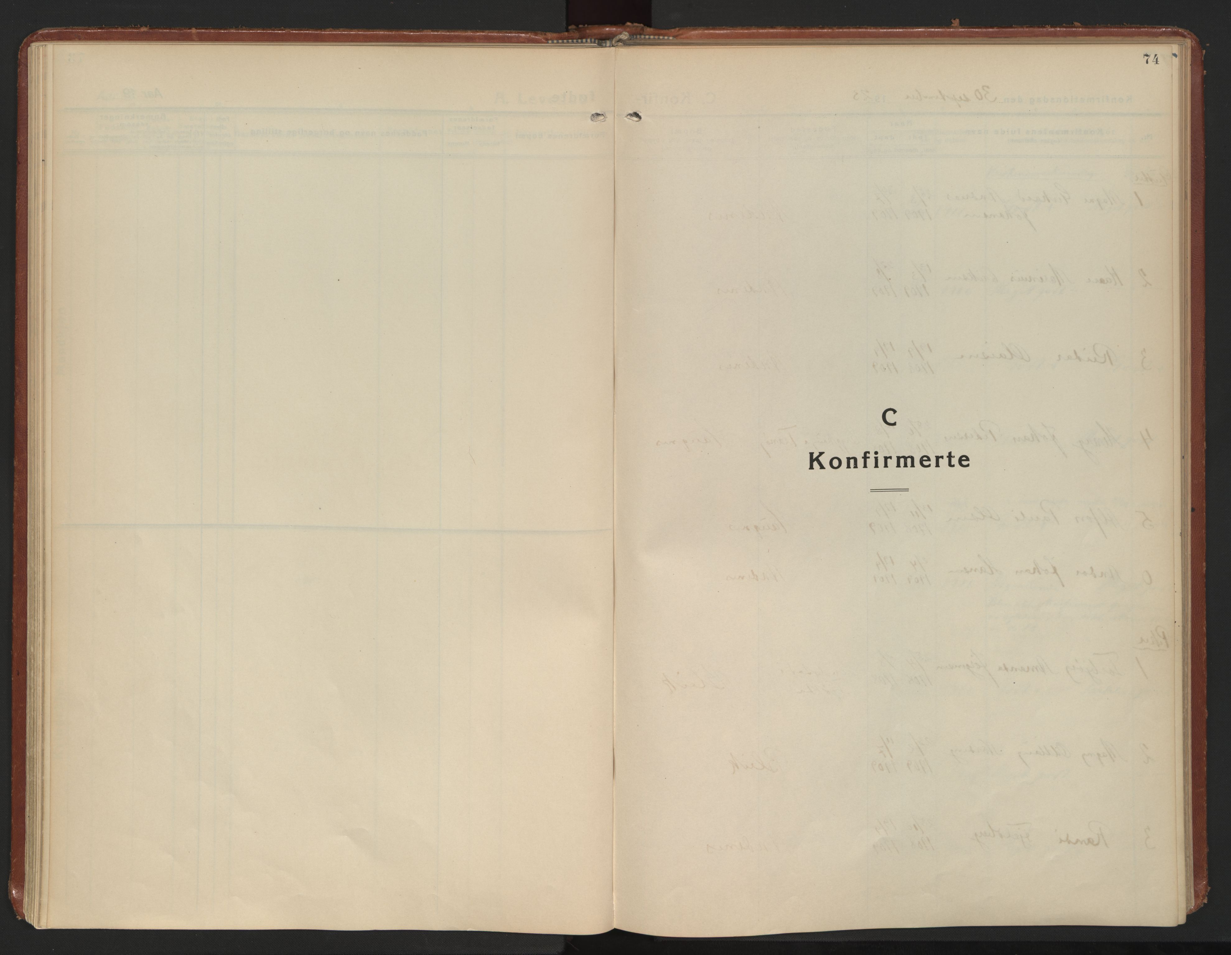 Ministerialprotokoller, klokkerbøker og fødselsregistre - Nordland, SAT/A-1459/899/L1441: Parish register (official) no. 899A09, 1923-1939, p. 74
