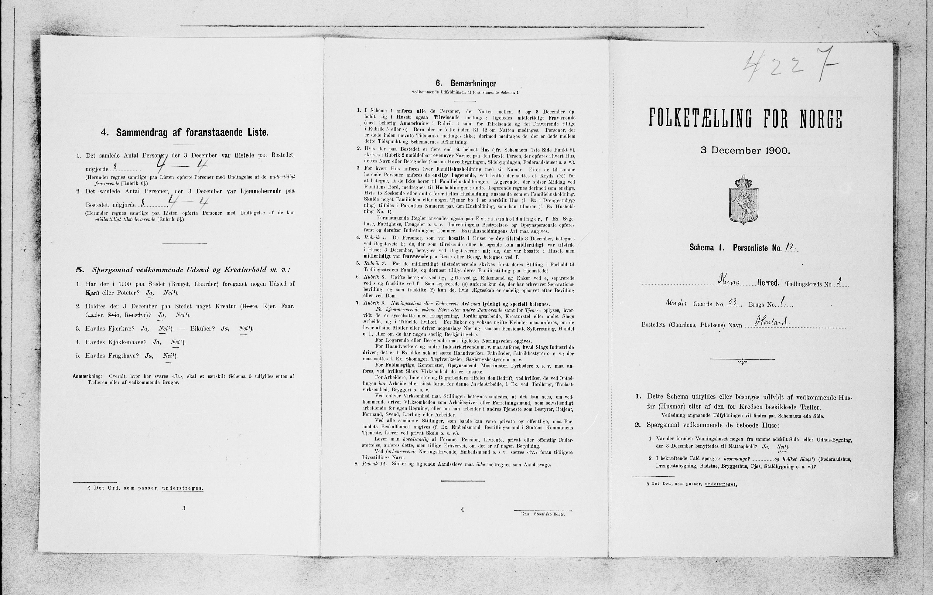 SAB, 1900 census for Kinn, 1900, p. 240