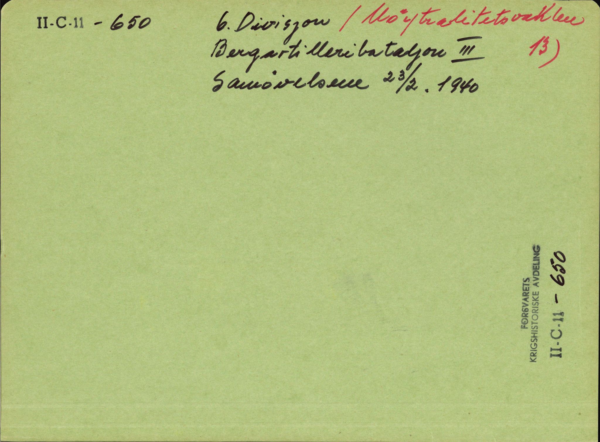 Forsvaret, Forsvarets krigshistoriske avdeling, AV/RA-RAFA-2017/Y/Yb/L0152: II-C-11-650  -  6. Divisjon: Bergartilleribataljon nr. 3:  Nøytralitetsvakten , 1939-1940, p. 508