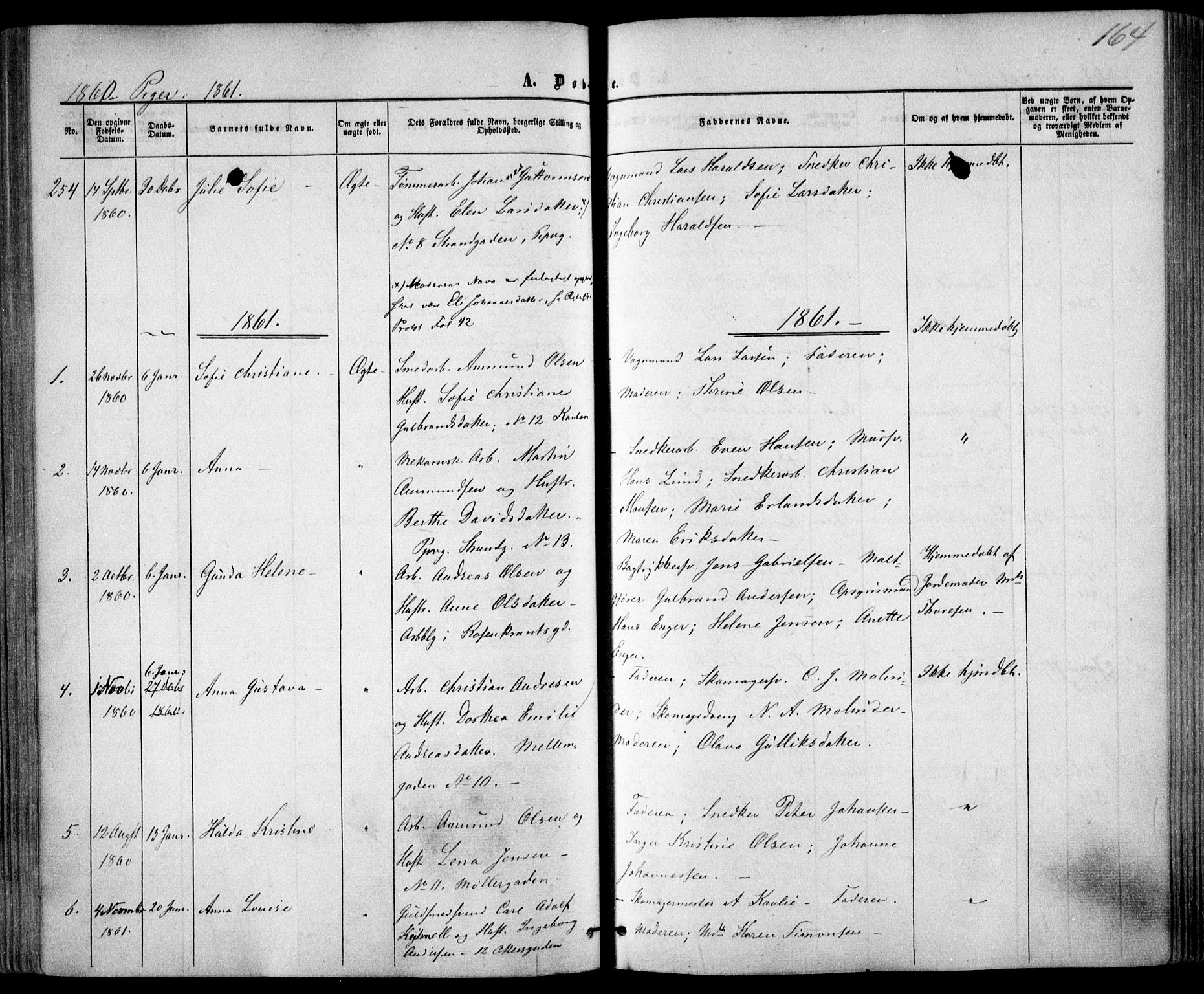 Trefoldighet prestekontor Kirkebøker, SAO/A-10882/F/Fa/L0001: Parish register (official) no. I 1, 1858-1863, p. 164