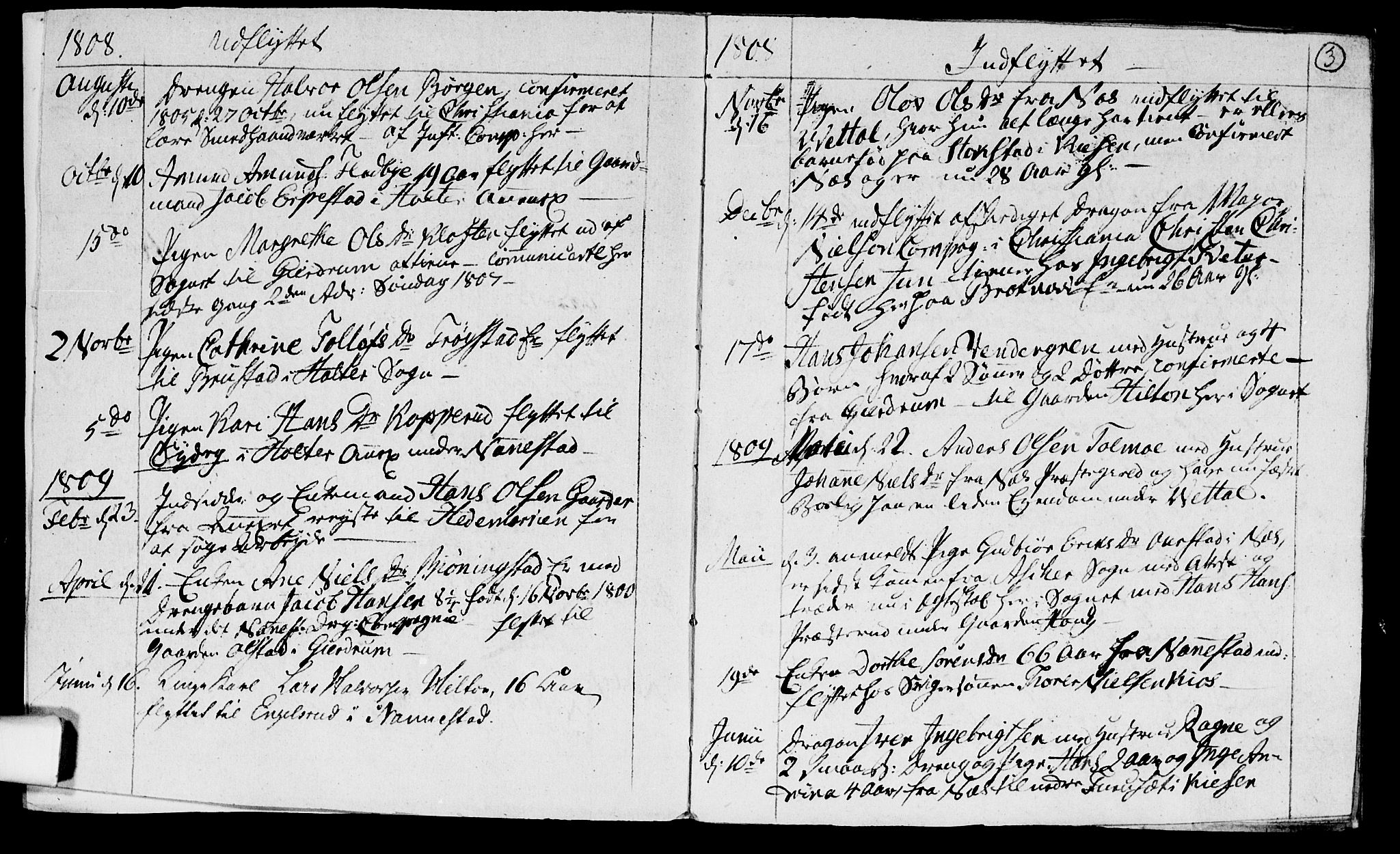 Ullensaker prestekontor Kirkebøker, AV/SAO-A-10236a/F/Fa/L0012: Parish register (official) no. I 12, 1808-1815, p. 3