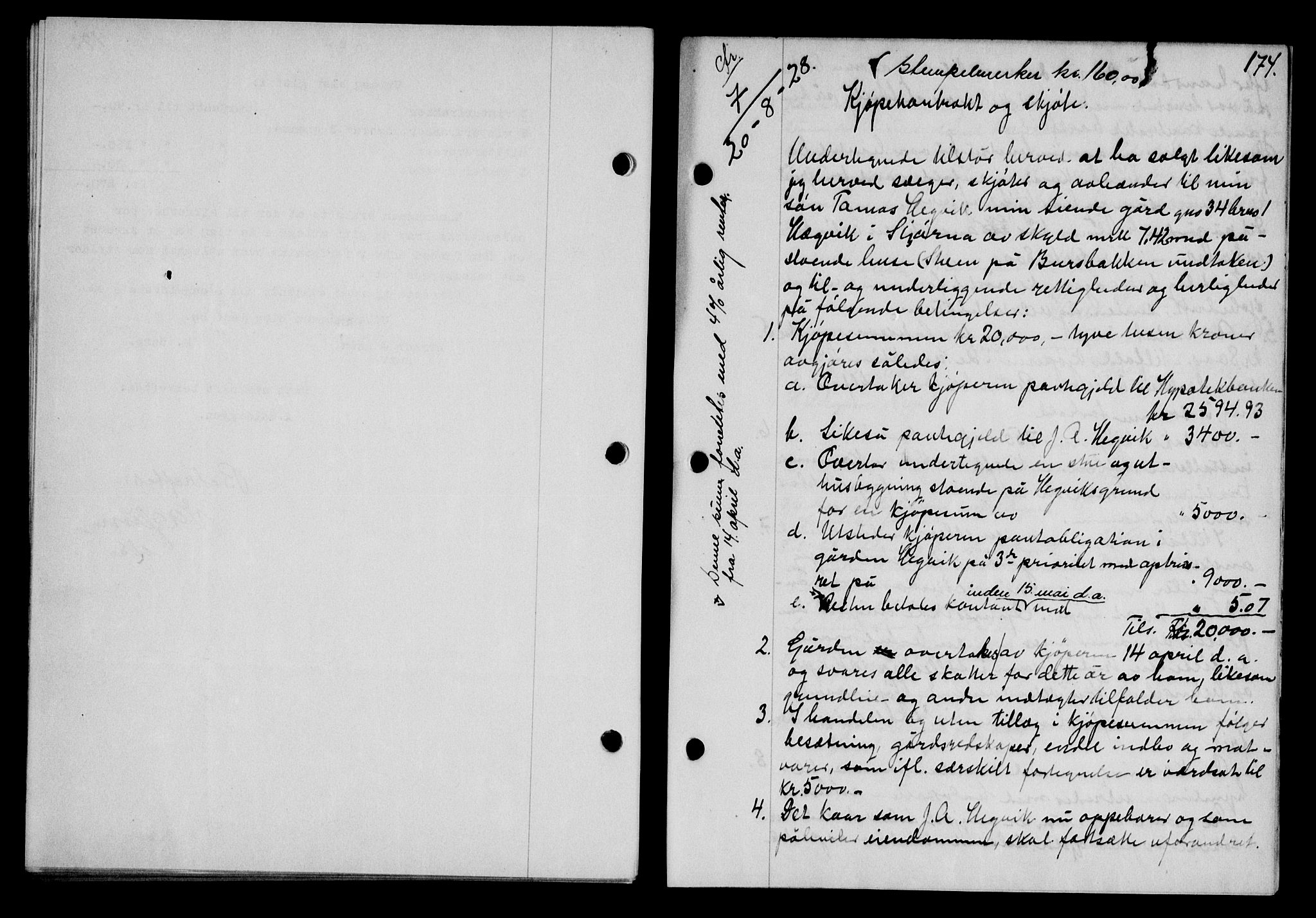 Fosen sorenskriveri, AV/SAT-A-1107/1/2/2C/L0067: Mortgage book no. 58, 1928-1929, p. 174, Deed date: 20.08.1928