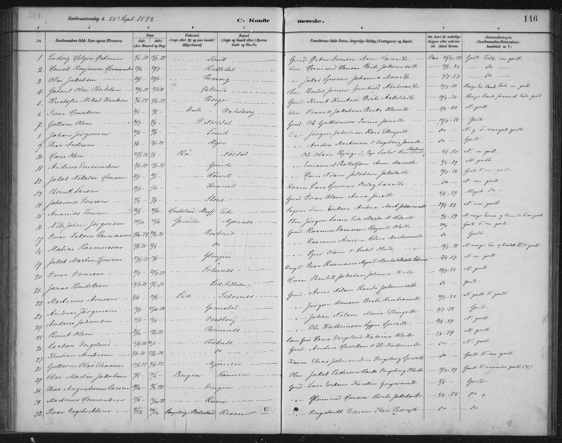 Gulen sokneprestembete, AV/SAB-A-80201/H/Hab/Habb/L0003: Parish register (copy) no. B 3, 1884-1907, p. 146