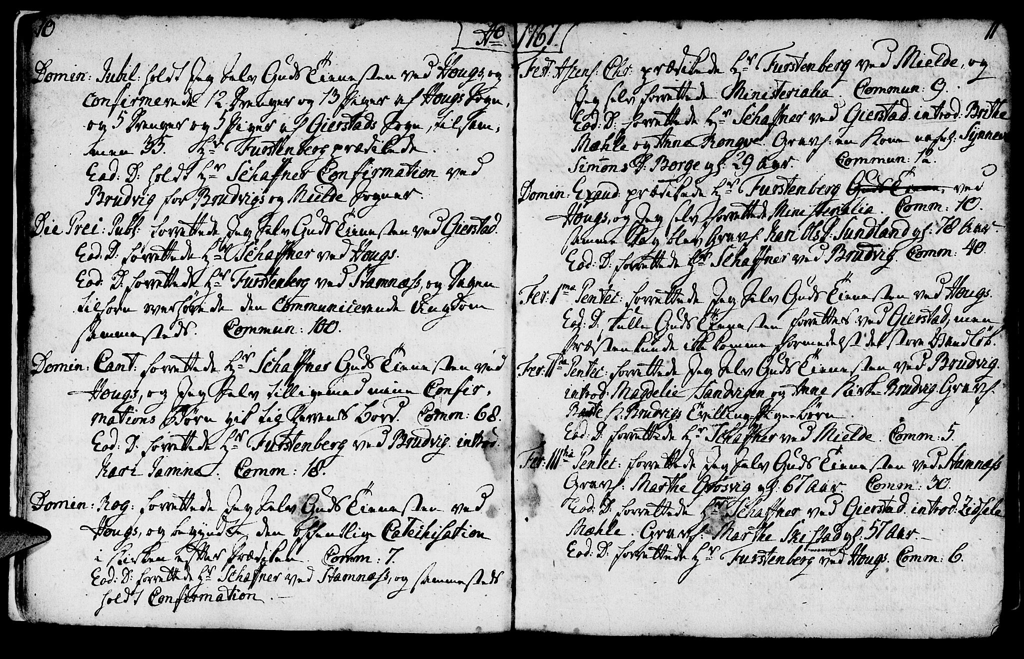 Haus sokneprestembete, AV/SAB-A-75601/H/Haa: Parish register (official) no. A 9, 1767-1781, p. 10-11