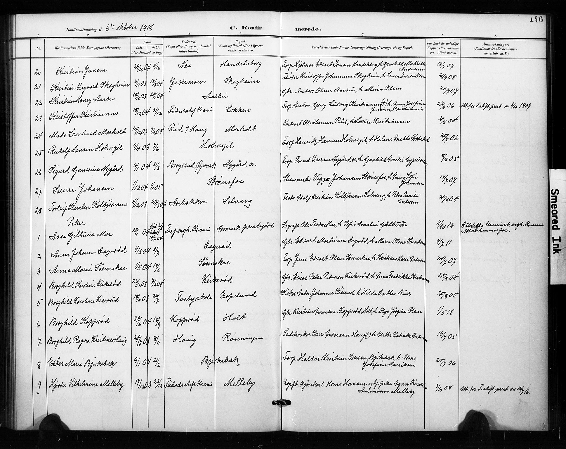 Aremark prestekontor Kirkebøker, AV/SAO-A-10899/G/Ga/L0002: Parish register (copy) no. I 2, 1901-1928, p. 146