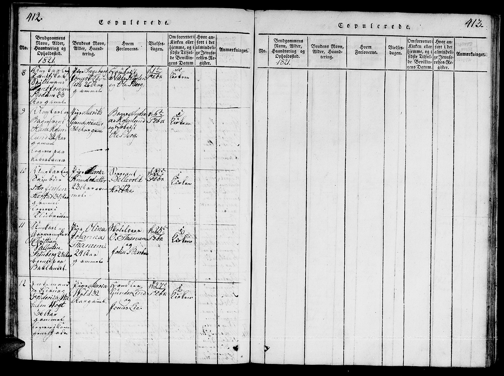 Ministerialprotokoller, klokkerbøker og fødselsregistre - Sør-Trøndelag, AV/SAT-A-1456/601/L0043: Parish register (official) no. 601A11, 1815-1821, p. 412-413