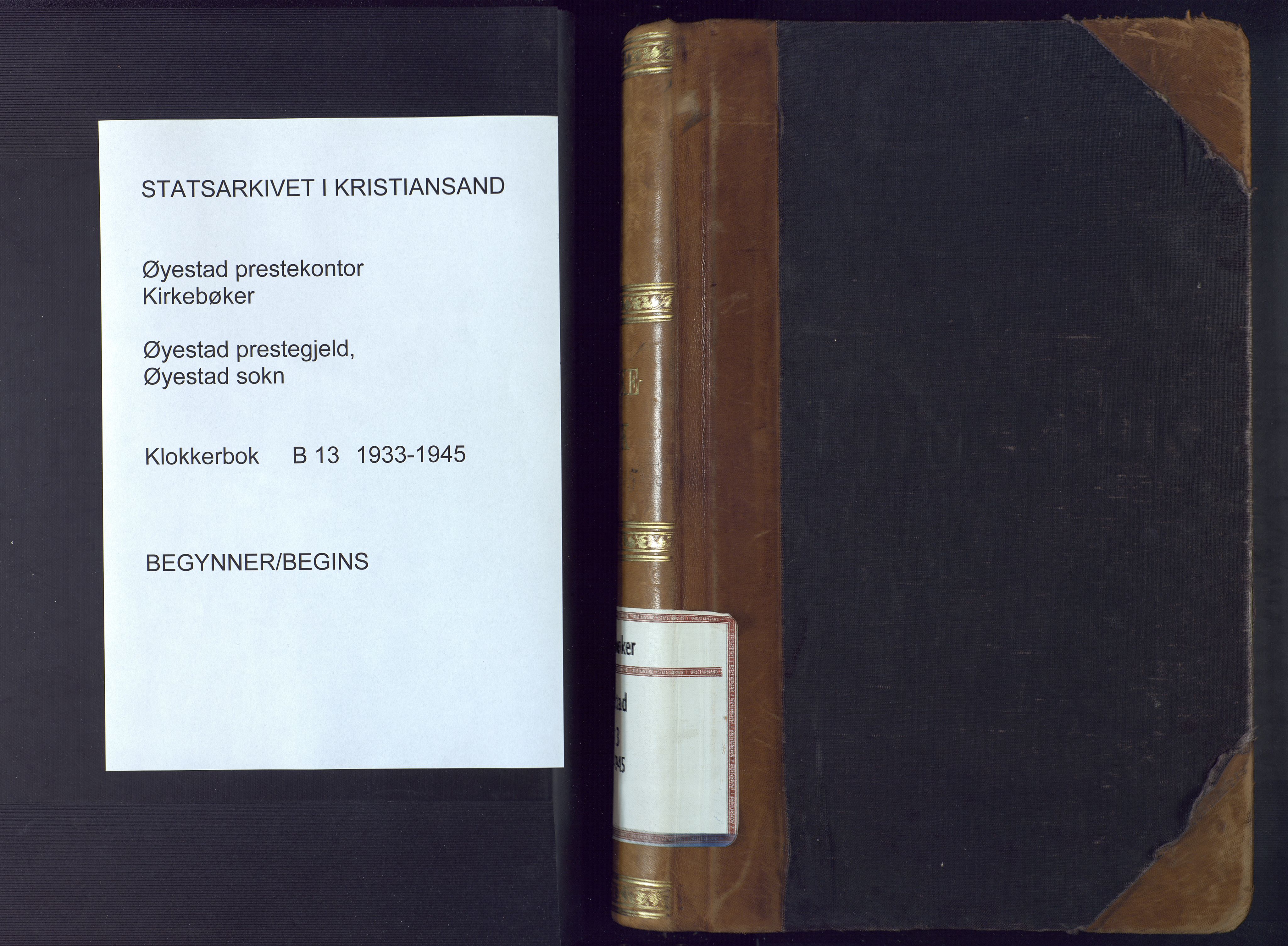 Øyestad sokneprestkontor, SAK/1111-0049/F/Fb/L0013: Parish register (copy) no. B 13, 1933-1945