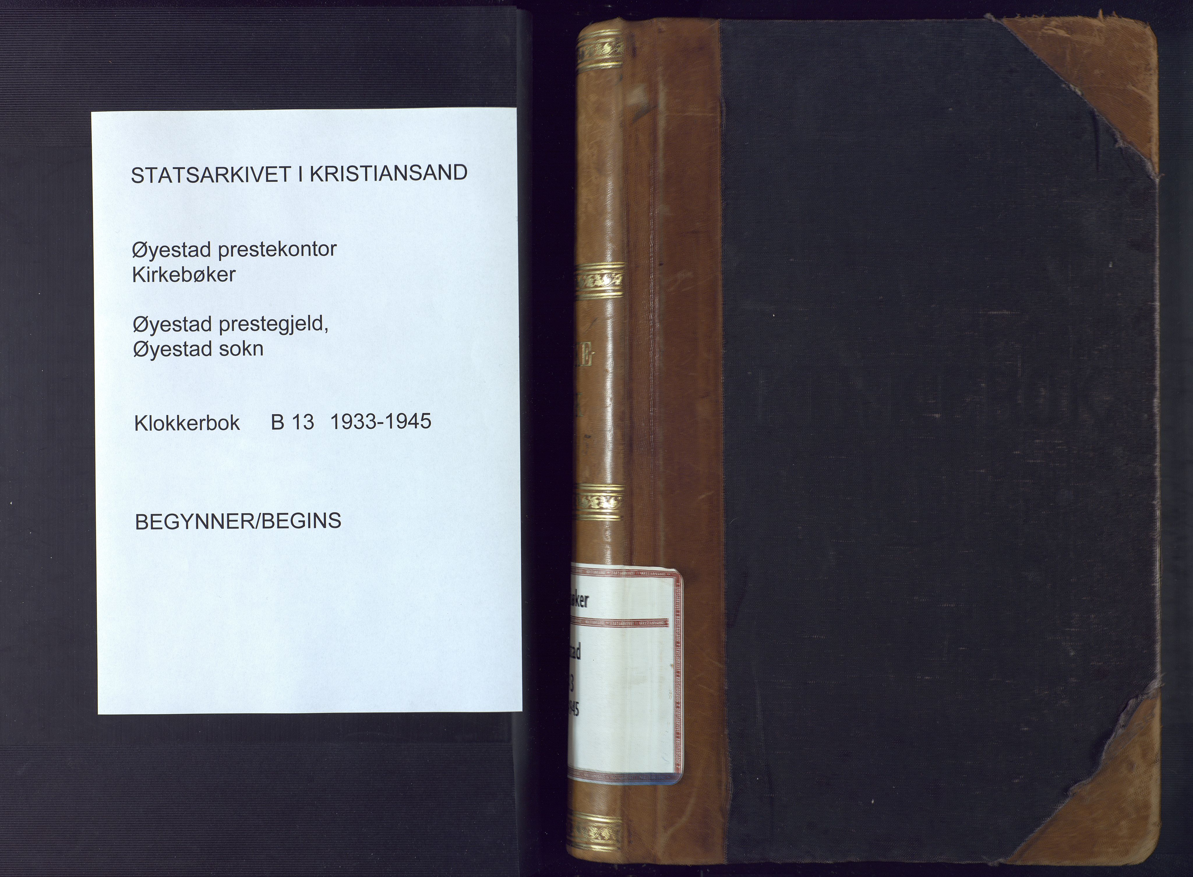 Øyestad sokneprestkontor, AV/SAK-1111-0049/F/Fb/L0013: Parish register (copy) no. B 13, 1933-1945