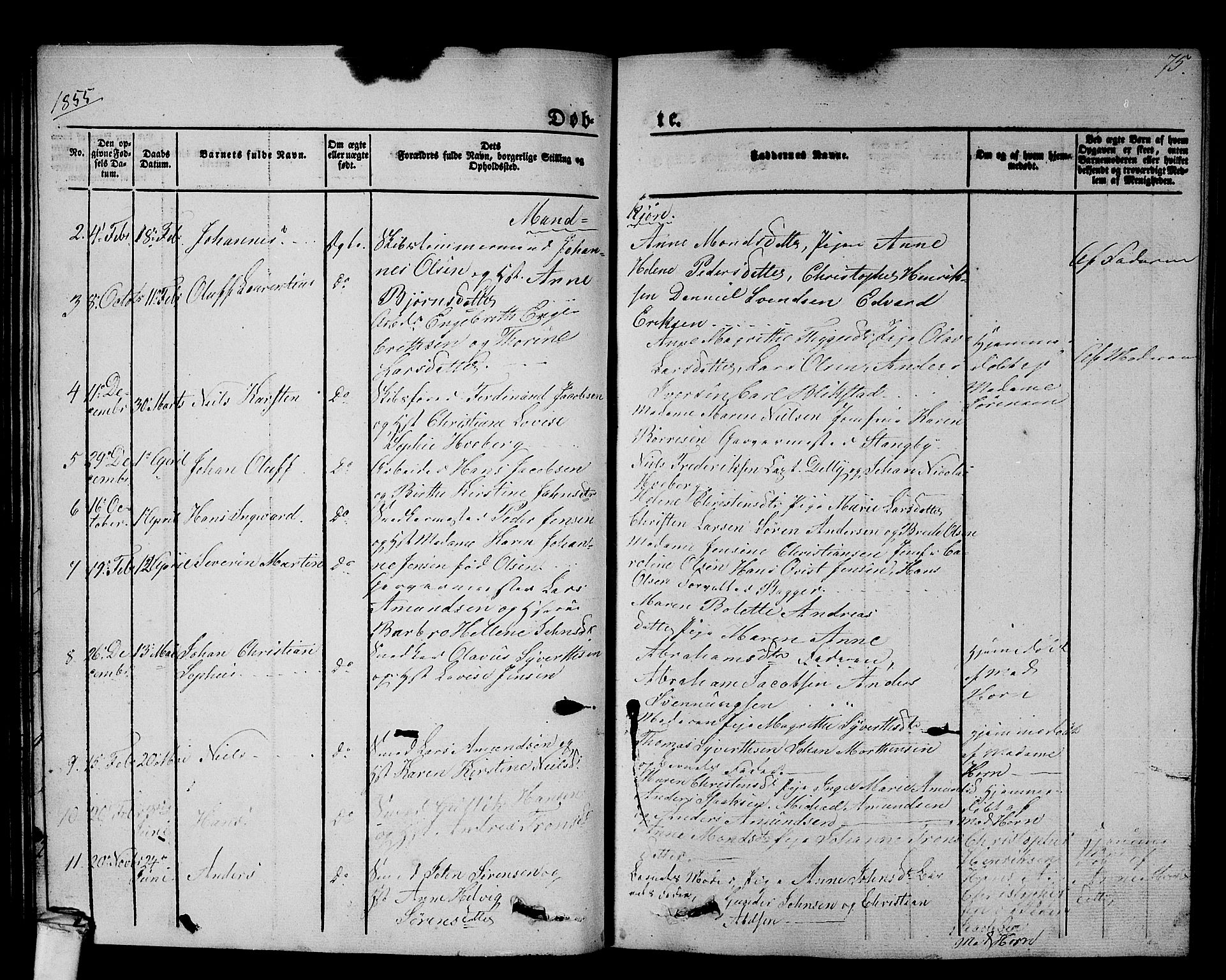 Larvik kirkebøker, AV/SAKO-A-352/G/Gb/L0002: Parish register (copy) no. II 2, 1843-1866, p. 75