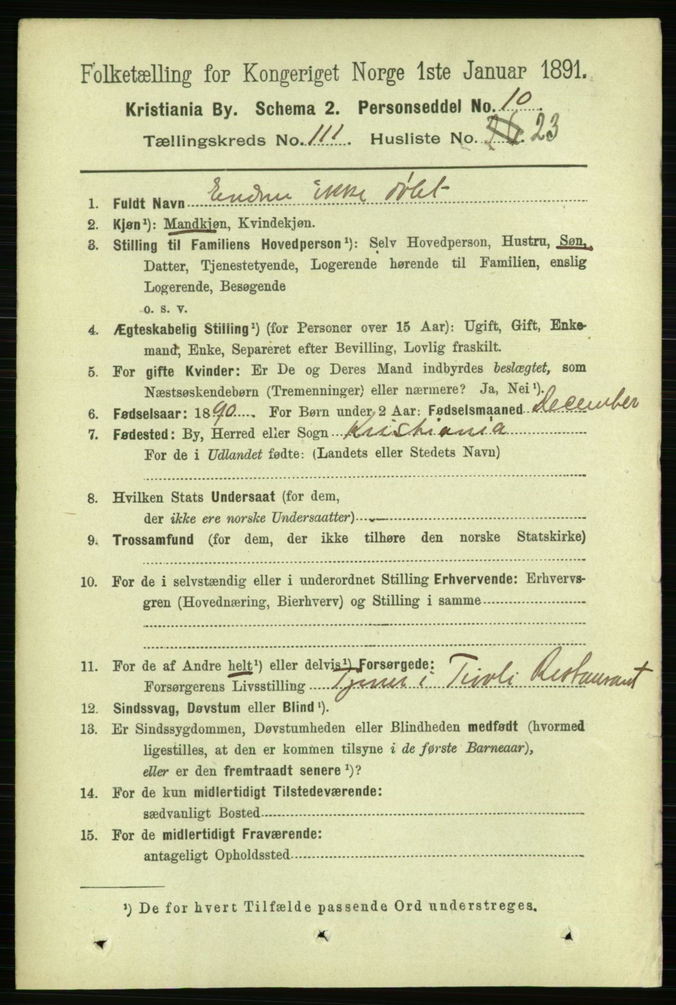 RA, 1891 census for 0301 Kristiania, 1891, p. 58410