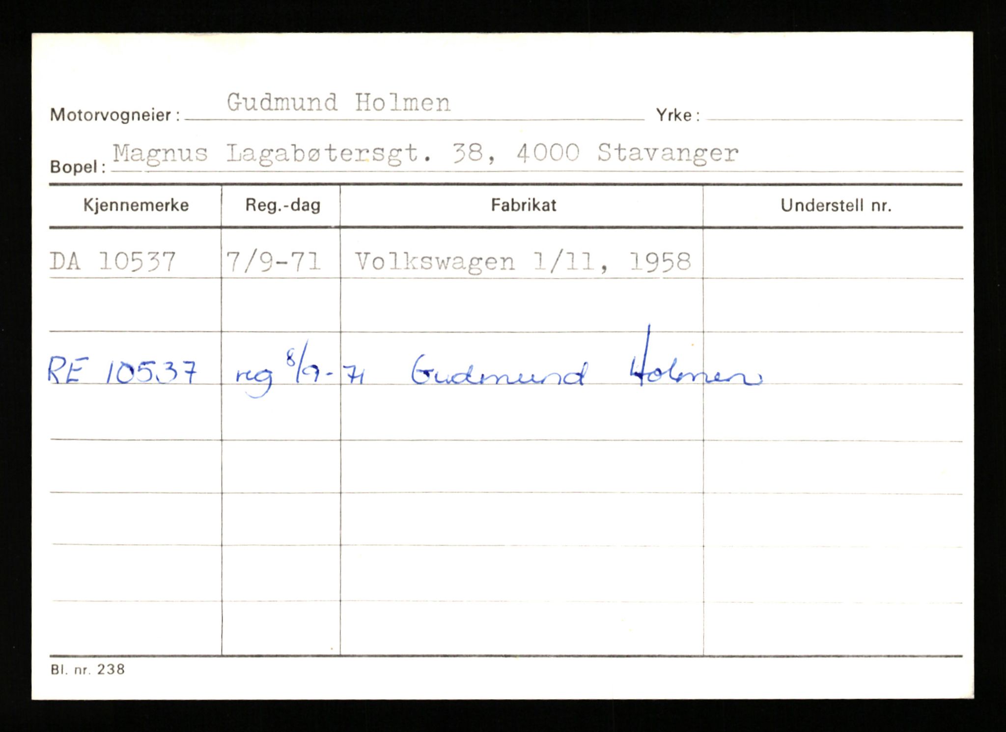 Stavanger trafikkstasjon, SAST/A-101942/0/G/L0003: Registreringsnummer: 10466 - 15496, 1930-1971, p. 83