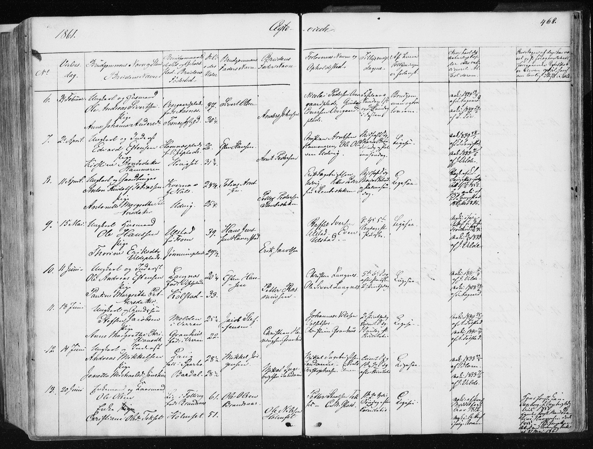 Ministerialprotokoller, klokkerbøker og fødselsregistre - Nord-Trøndelag, SAT/A-1458/741/L0393: Parish register (official) no. 741A07, 1849-1863, p. 468