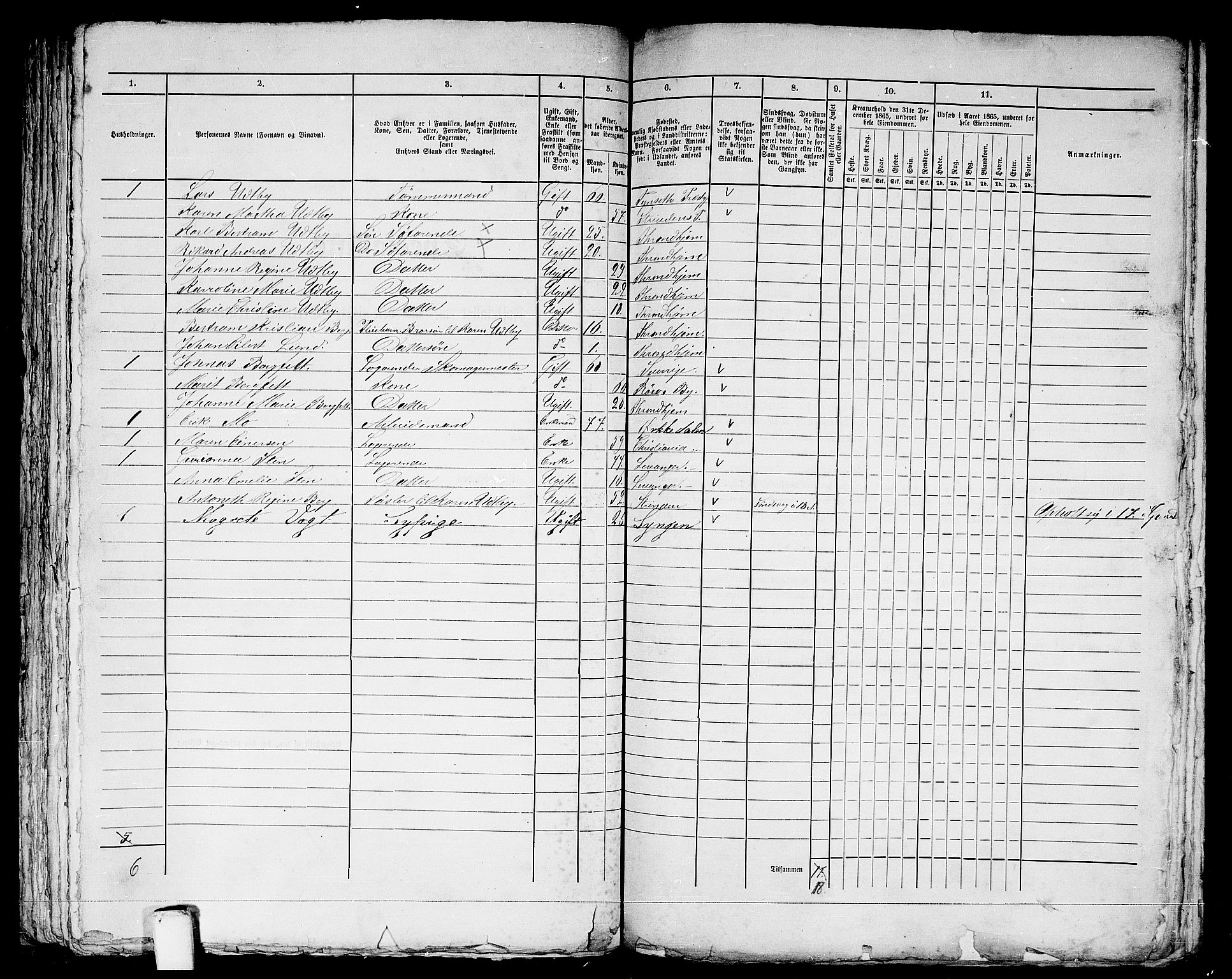 RA, 1865 census for Trondheim, 1865, p. 1412